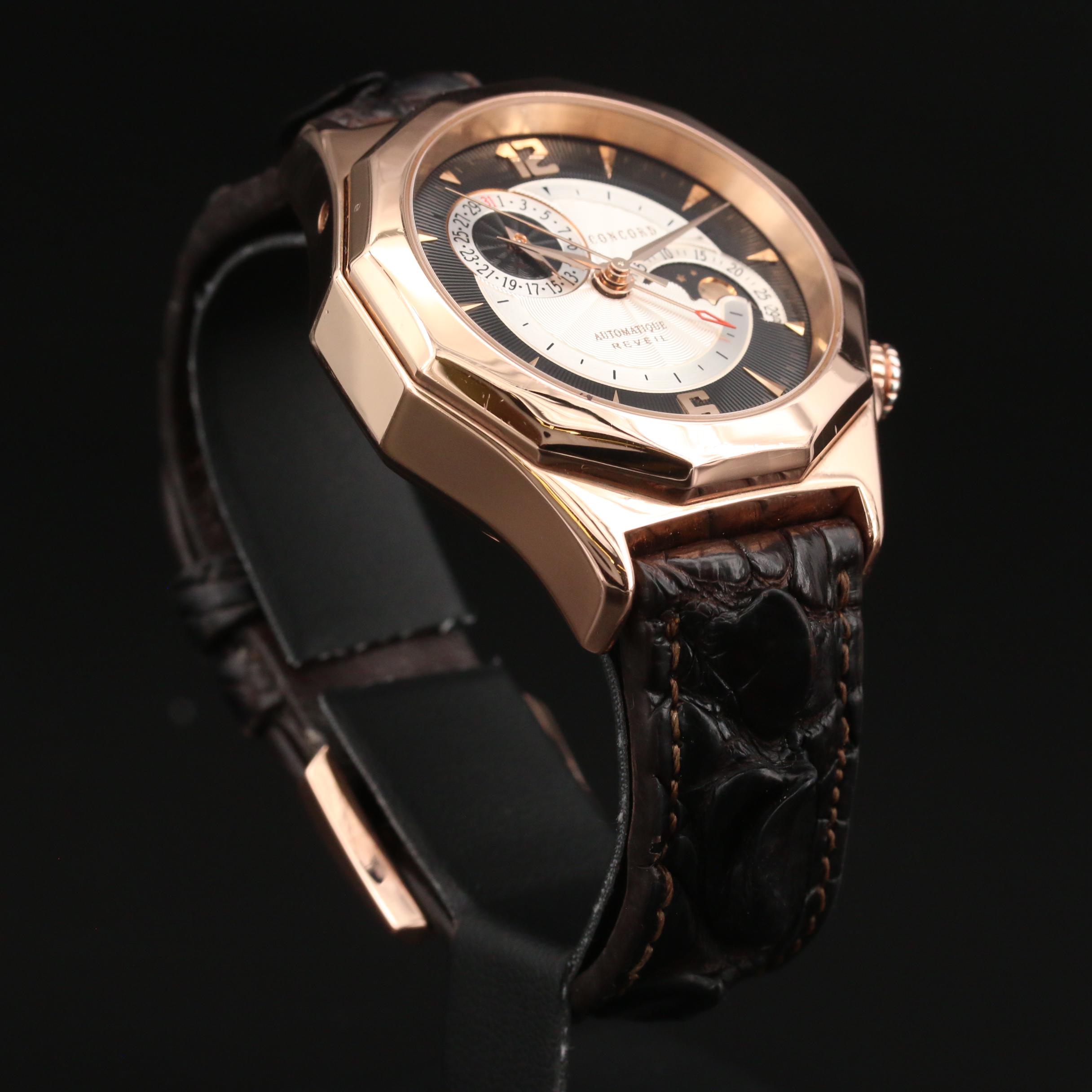 Concord Mariner Reveil Alarm Moonphase 18K Rose Gold Watch