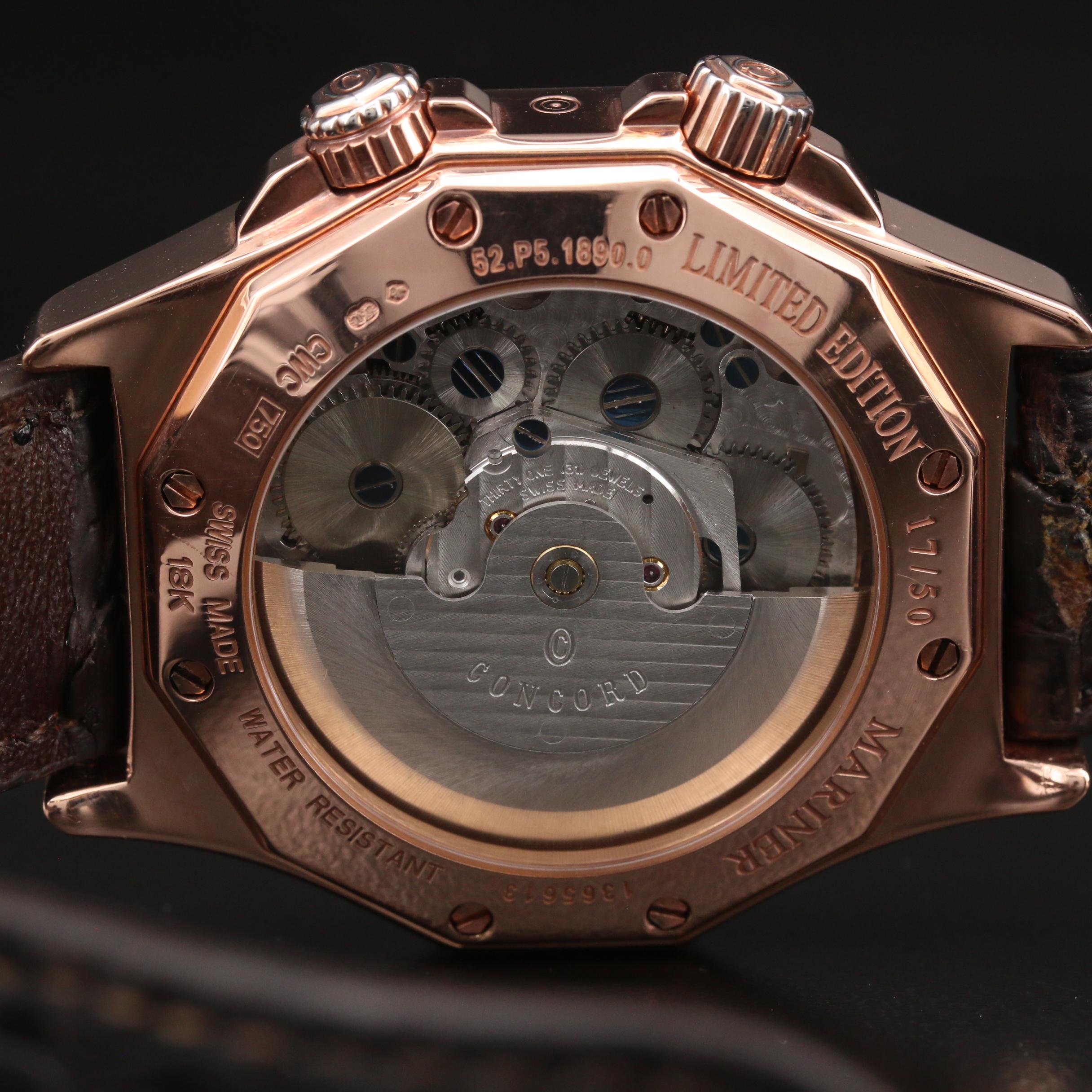 Concord Mariner Reveil Alarm Moonphase 18K Rose Gold Watch