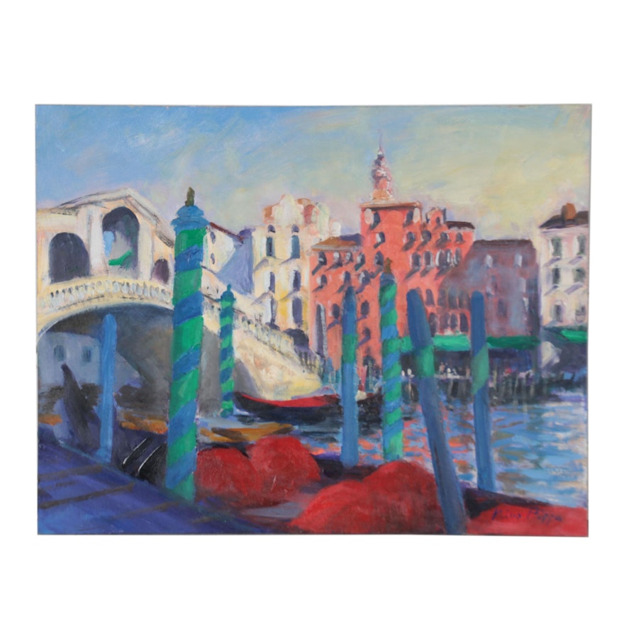 Nino Pippa Oil Painting "Venice-The Rialto Bridge," 2014