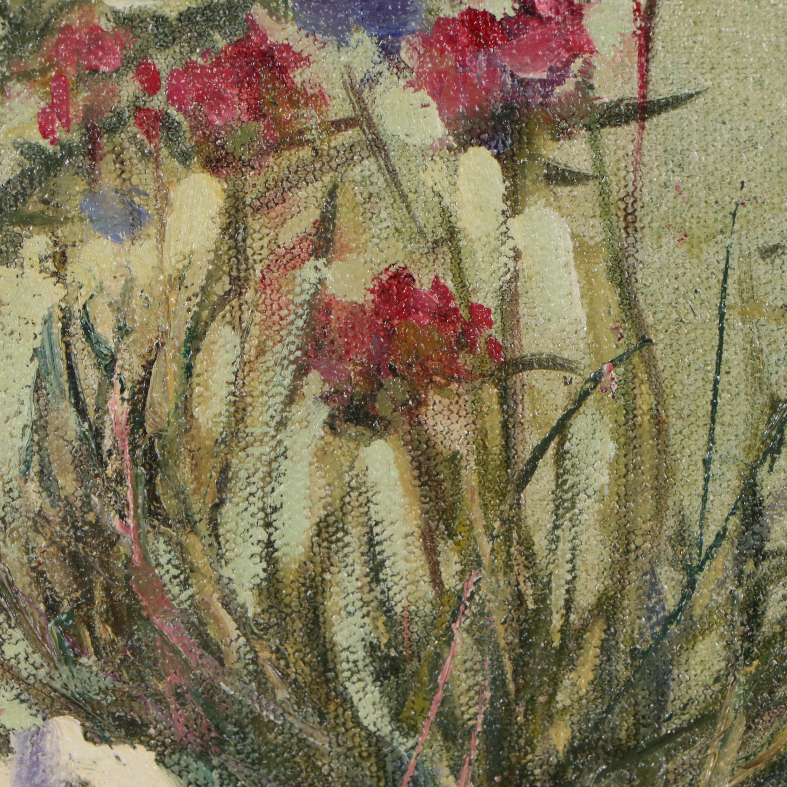 Virginia Rodecker Jarboe Oil Painting "Pansies, Chives and Dill"