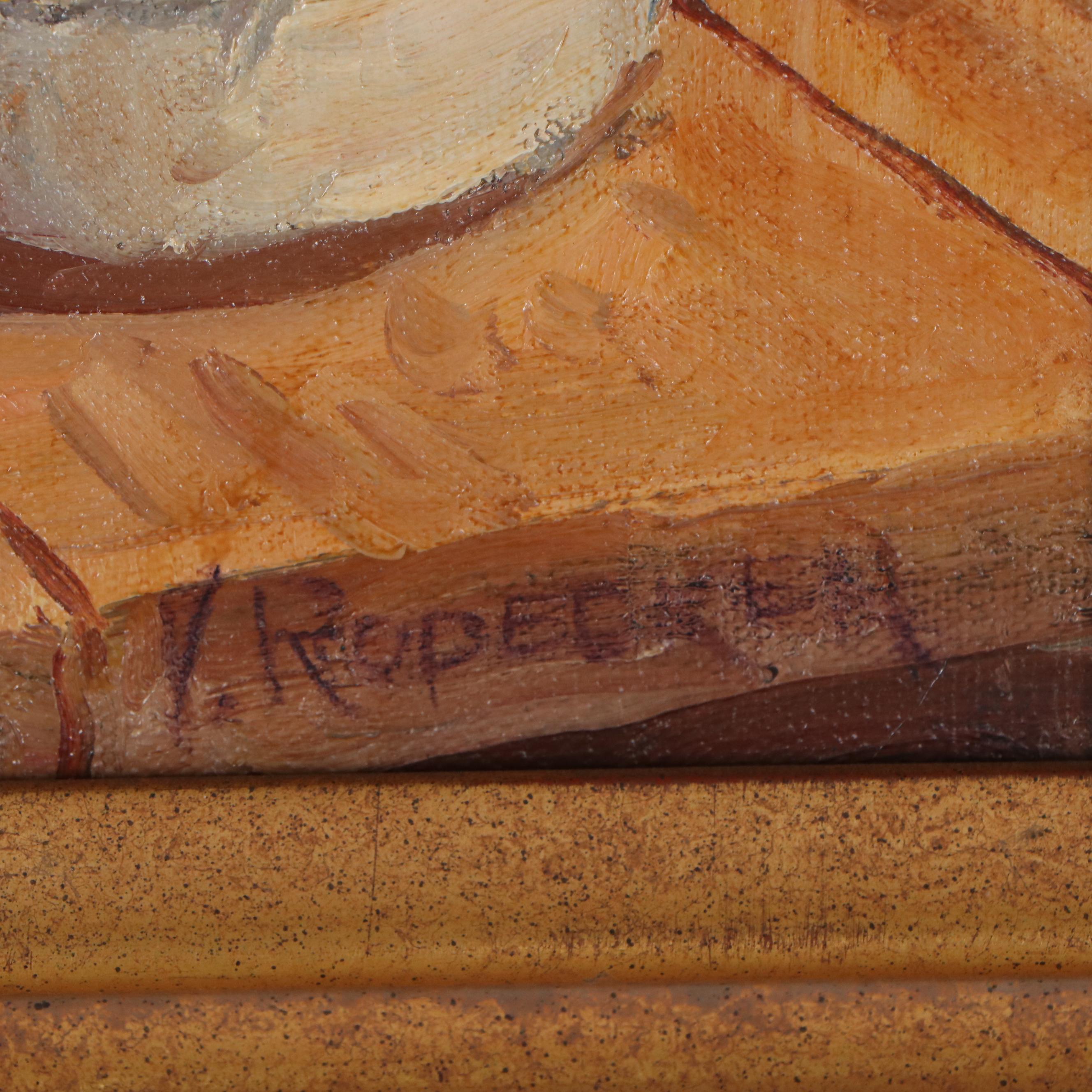 Virginia Rodecker Jarboe Oil Painting "Pansies, Chives and Dill"