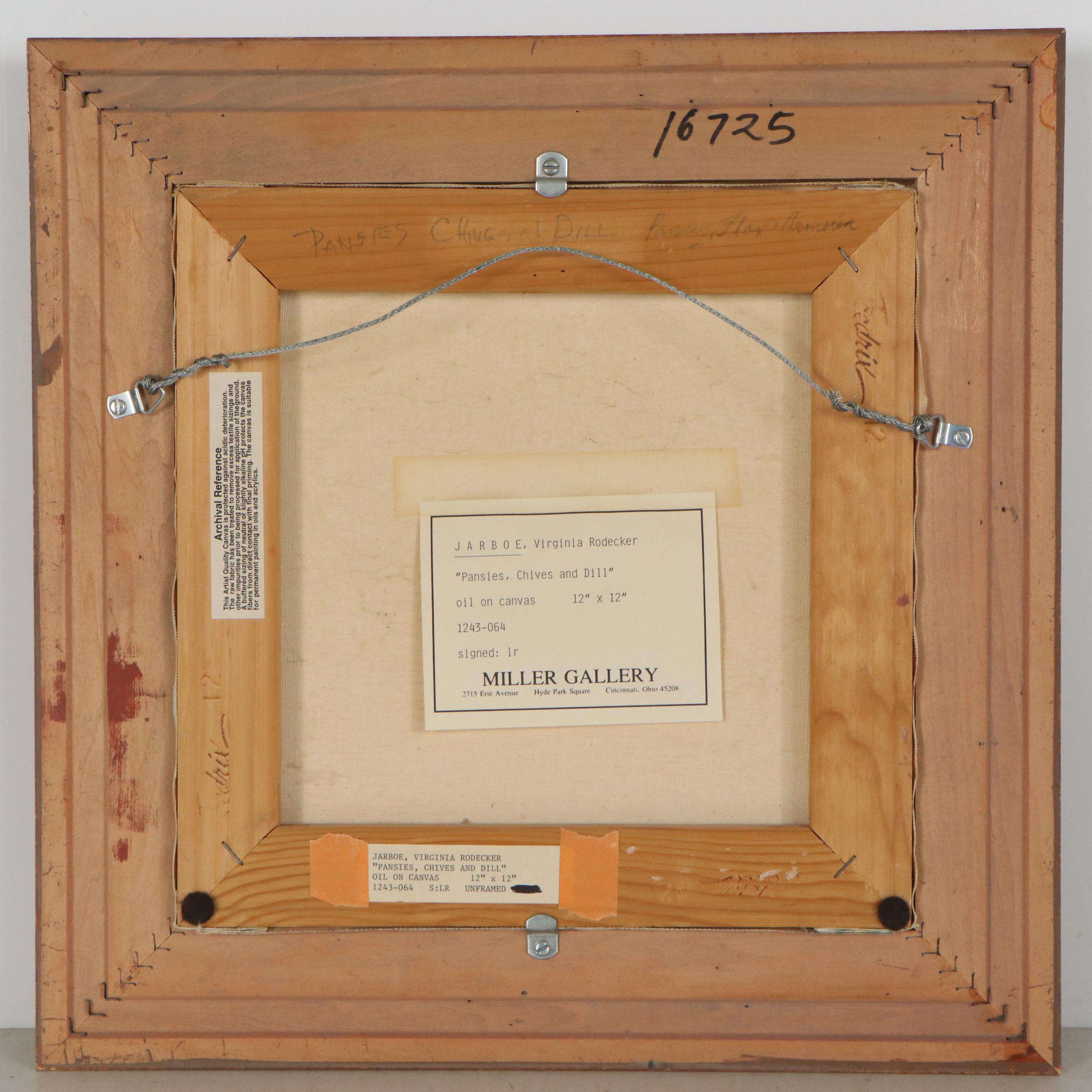 Virginia Rodecker Jarboe Oil Painting "Pansies, Chives and Dill"