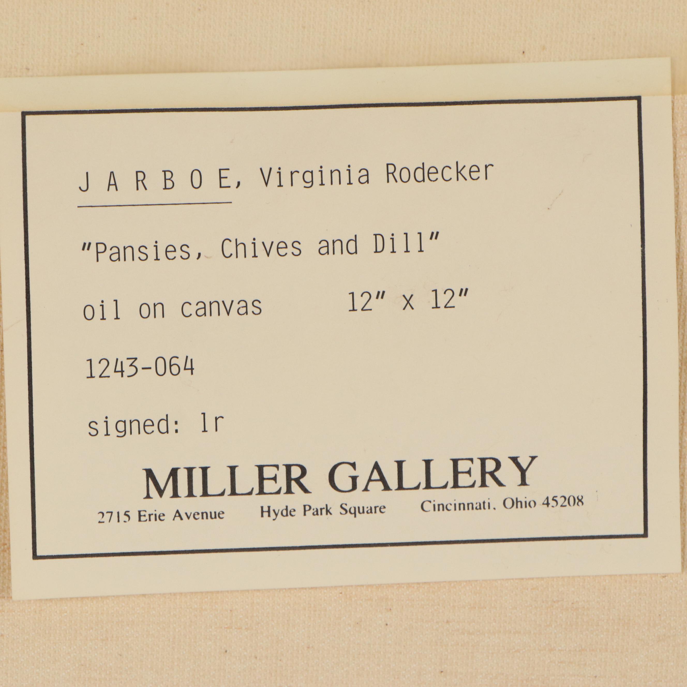 Virginia Rodecker Jarboe Oil Painting "Pansies, Chives and Dill"