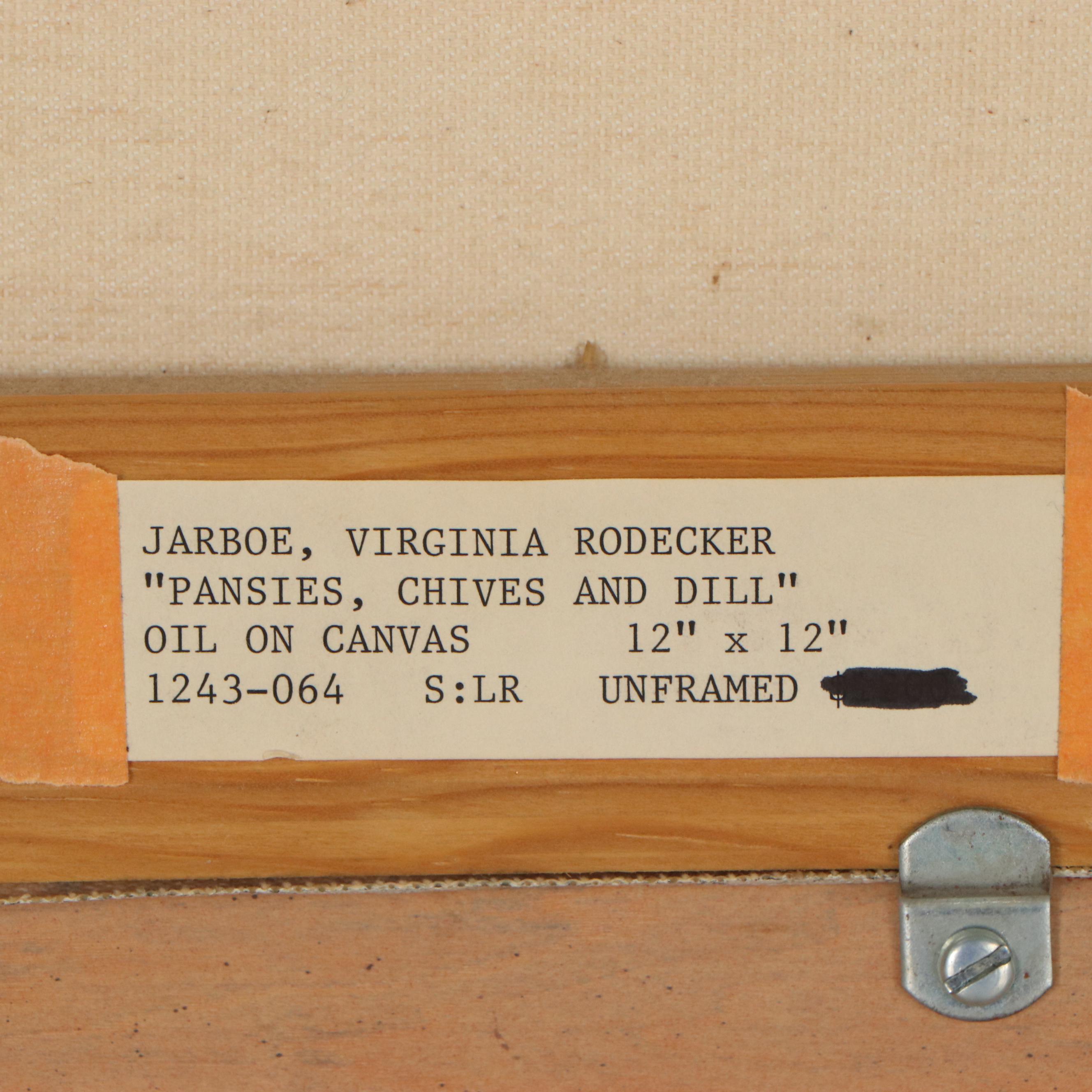 Virginia Rodecker Jarboe Oil Painting "Pansies, Chives and Dill"