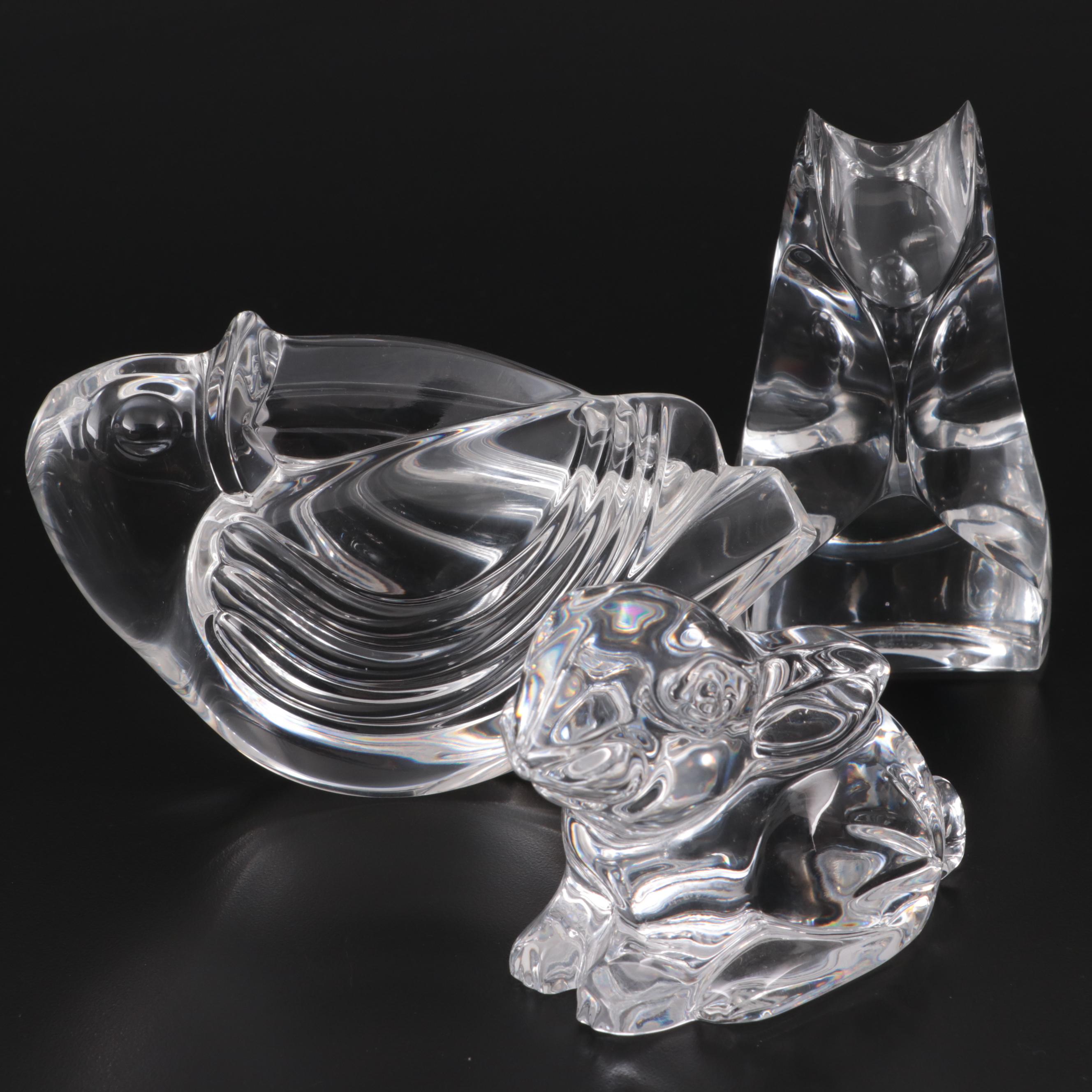 Steuben, Waterford, and St. Louis Crystal Animal Figurines