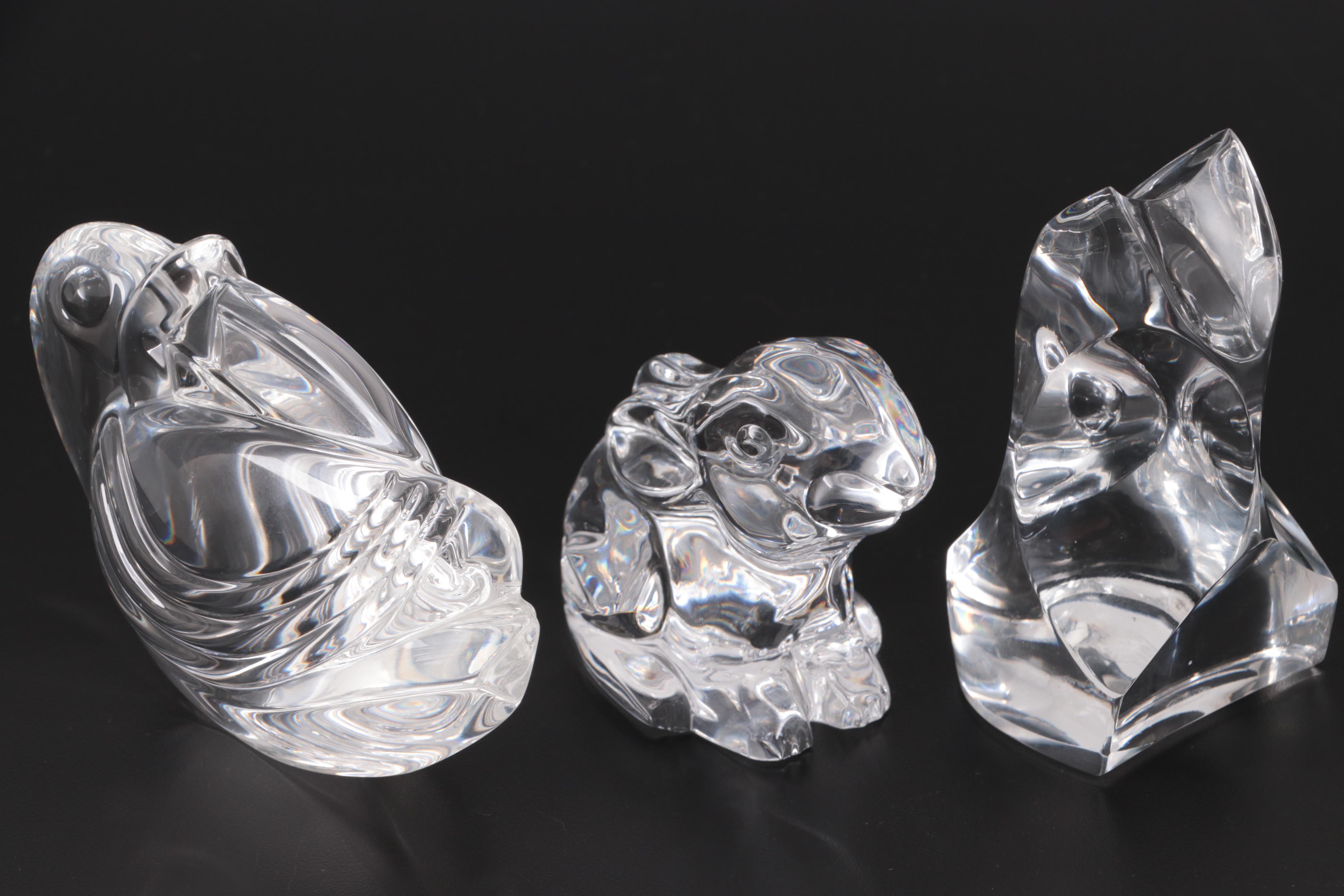 Steuben, Waterford, and St. Louis Crystal Animal Figurines