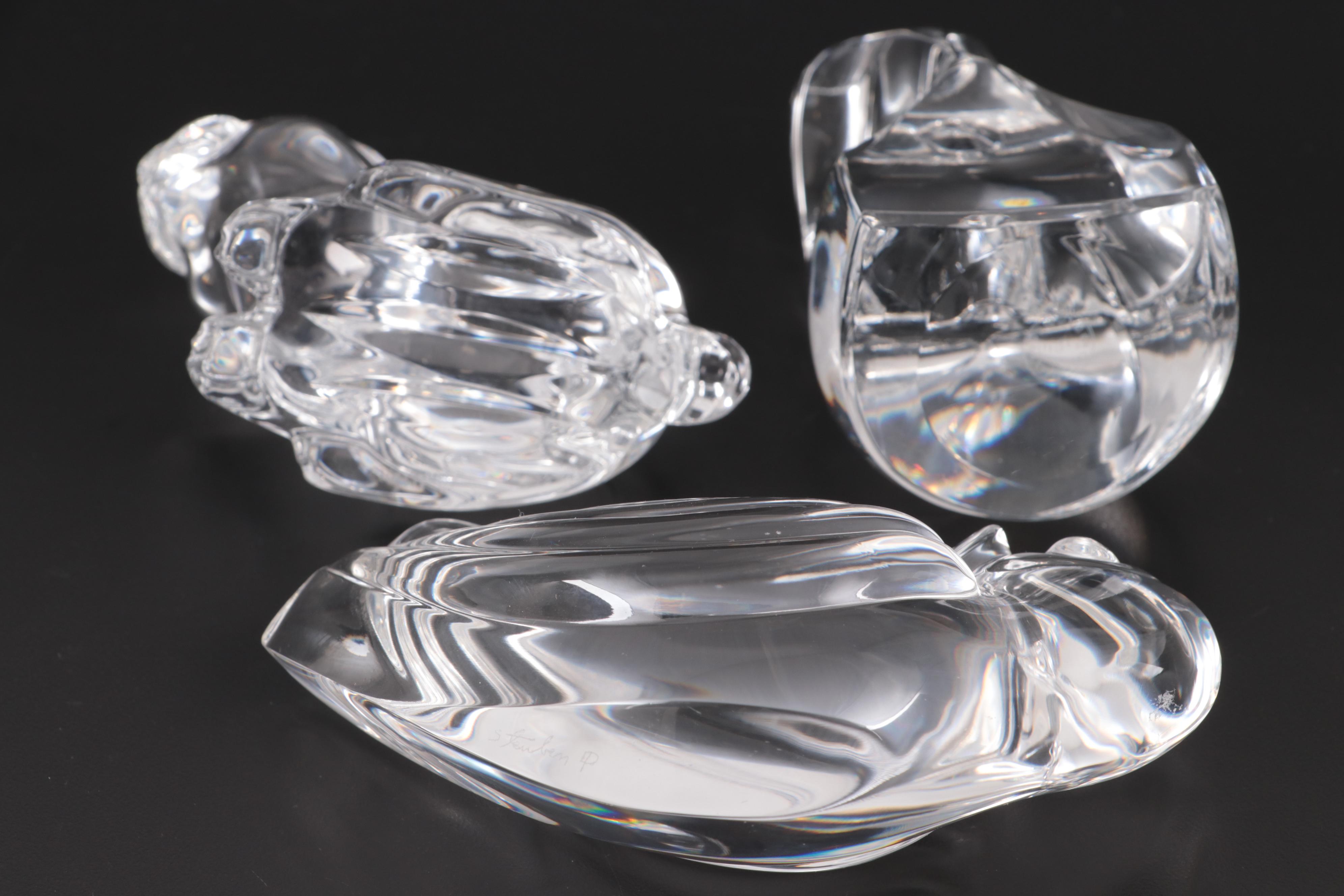 Steuben, Waterford, and St. Louis Crystal Animal Figurines