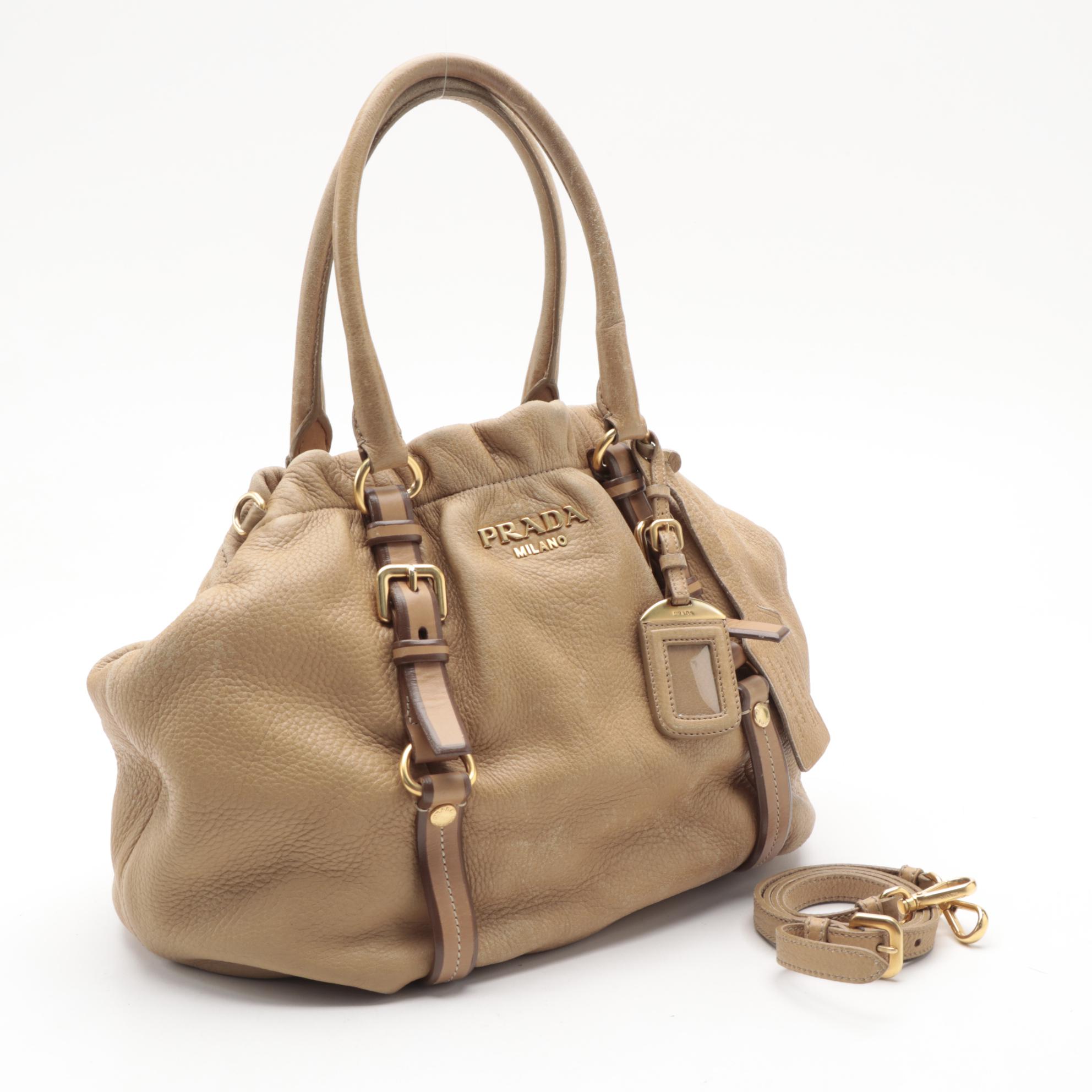 Prada Two-Way Satchel in Tan Vitello Daino Leather