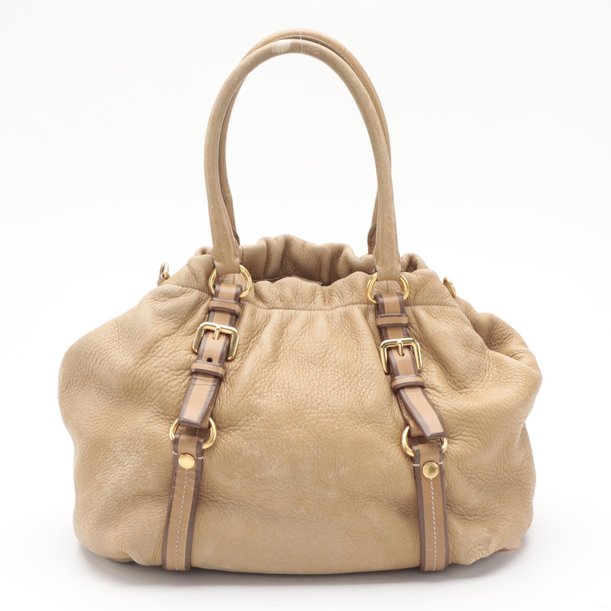 Prada Two-Way Satchel in Tan Vitello Daino Leather
