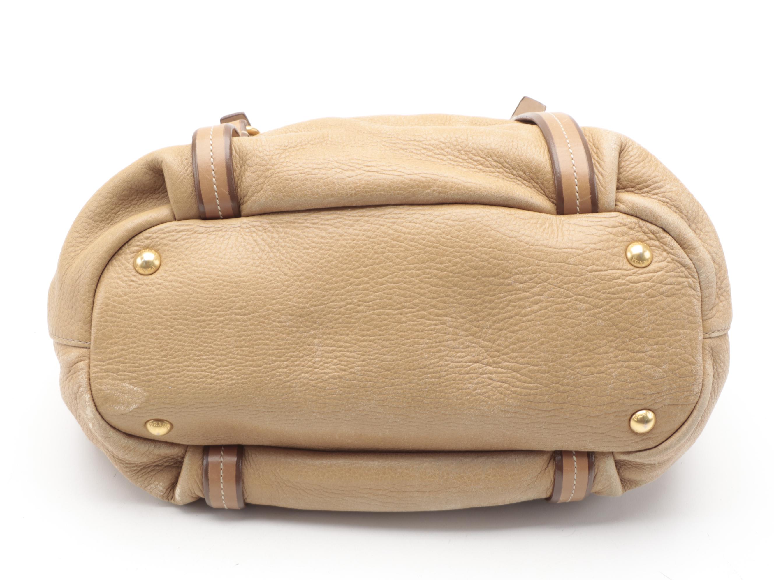 Prada Two-Way Satchel in Tan Vitello Daino Leather