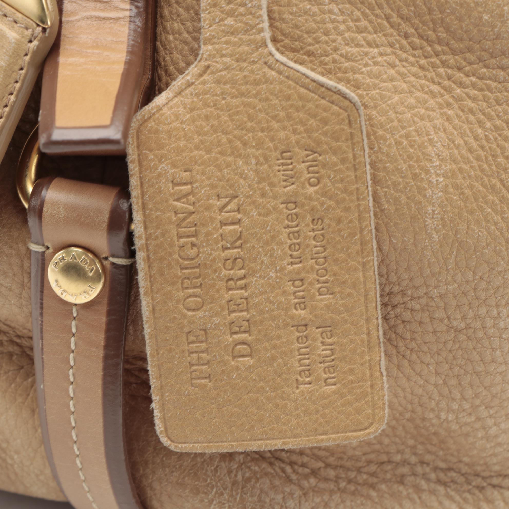 Prada Two-Way Satchel in Tan Vitello Daino Leather