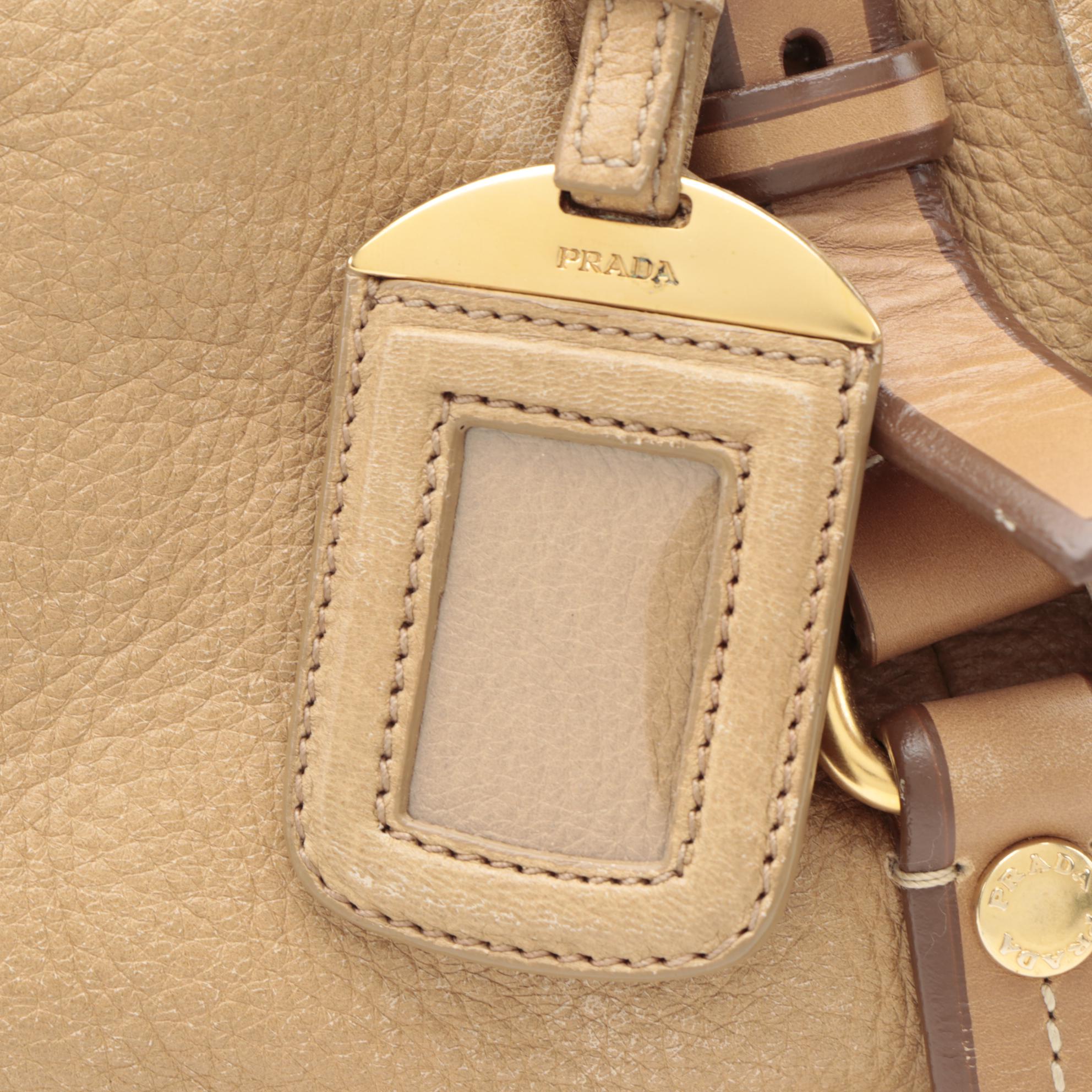 Prada Two-Way Satchel in Tan Vitello Daino Leather