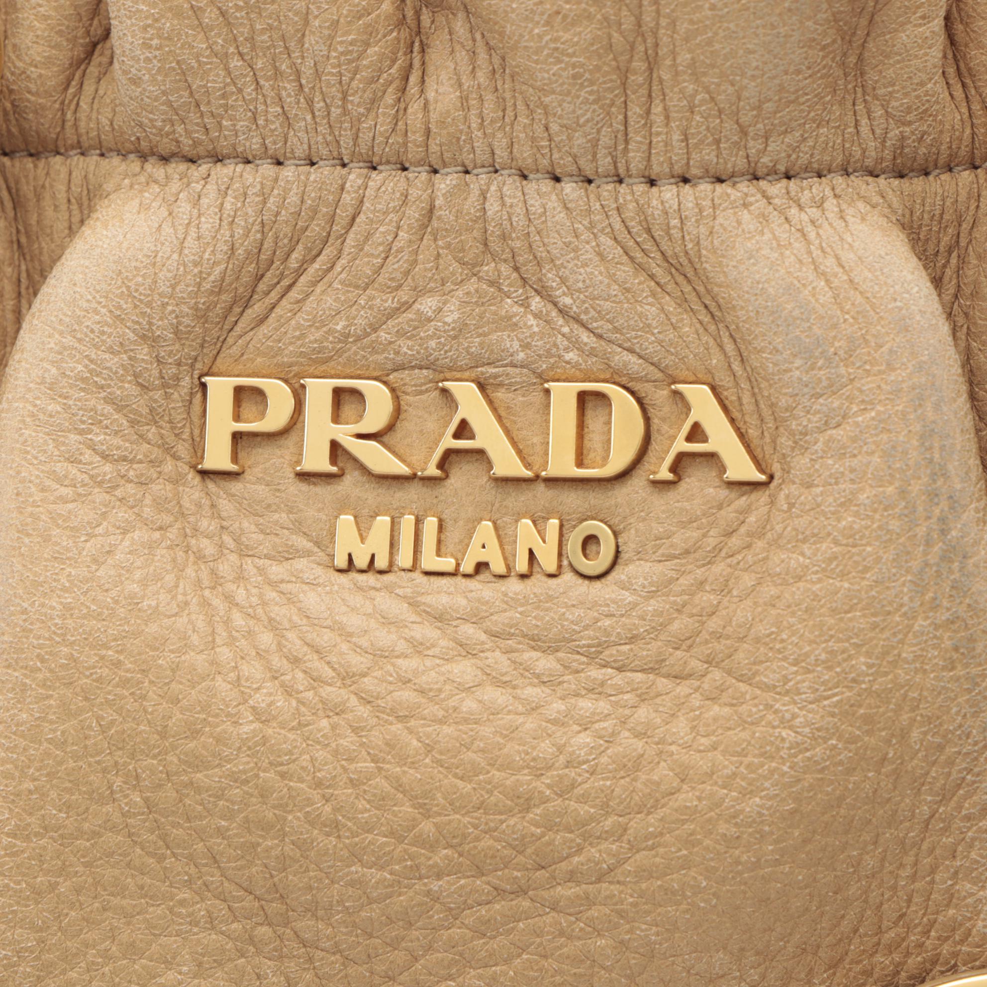 Prada Two-Way Satchel in Tan Vitello Daino Leather