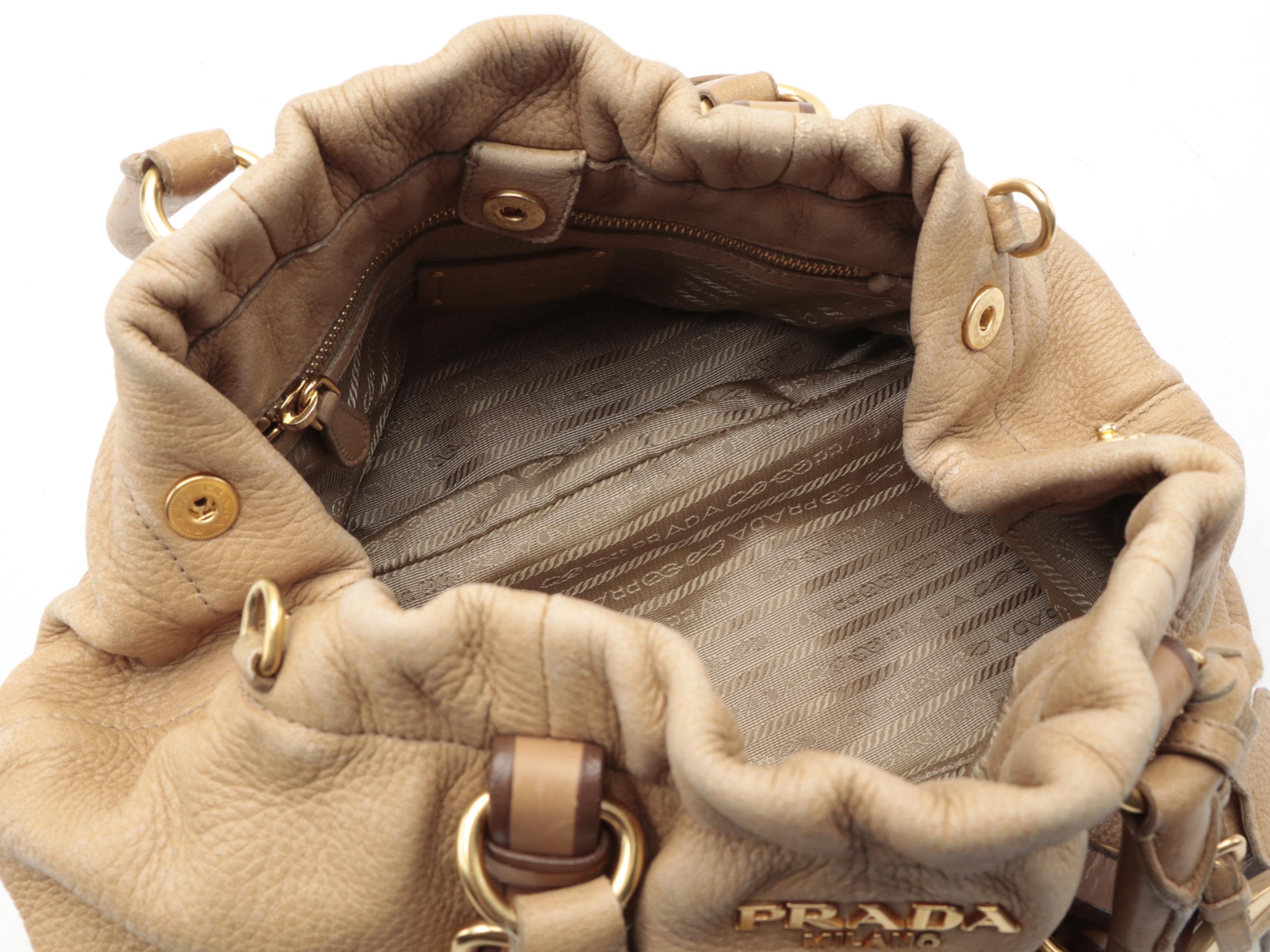 Prada Two-Way Satchel in Tan Vitello Daino Leather
