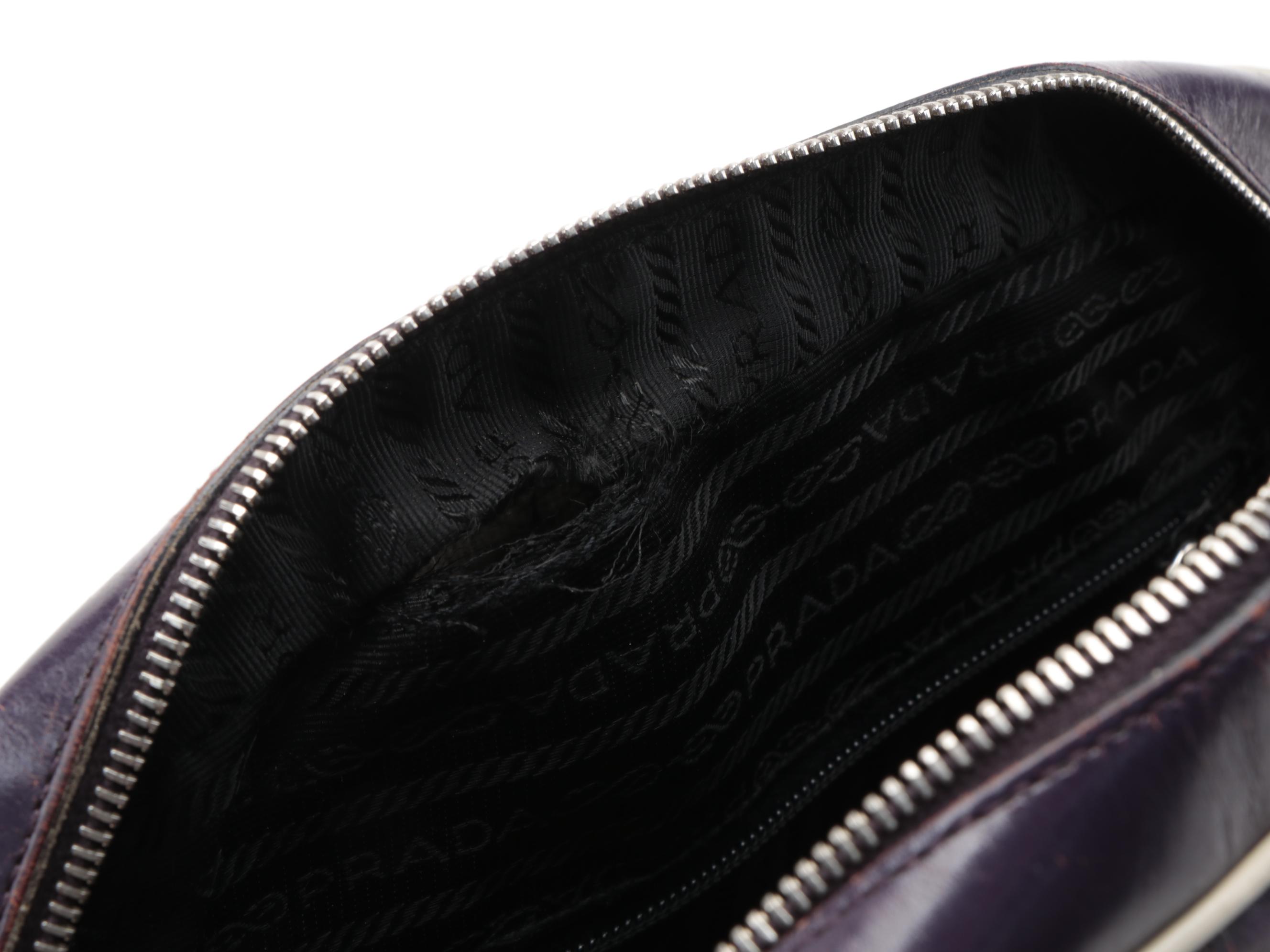 Prada Bowling Bag in Dark Purple Smooth and Perforated Leather