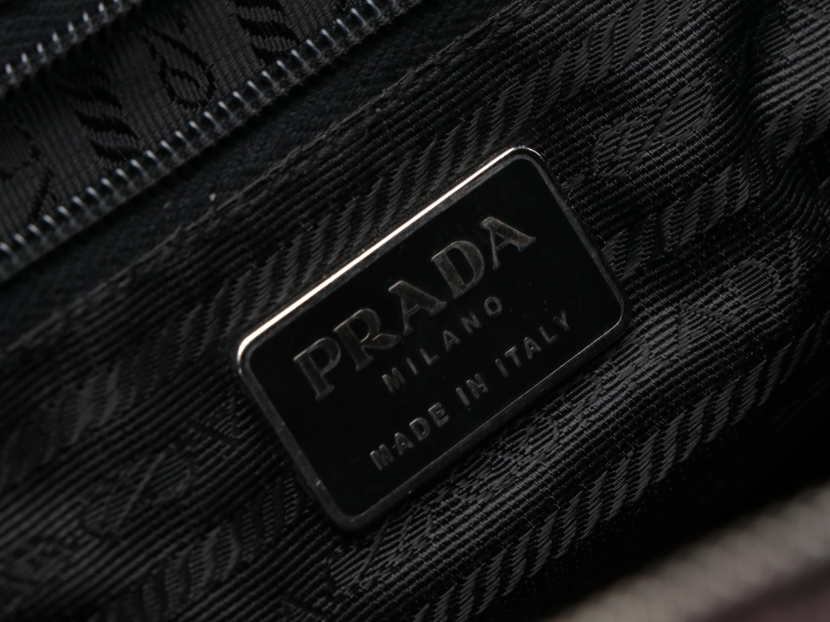 Prada Bowling Bag in Dark Purple Smooth and Perforated Leather