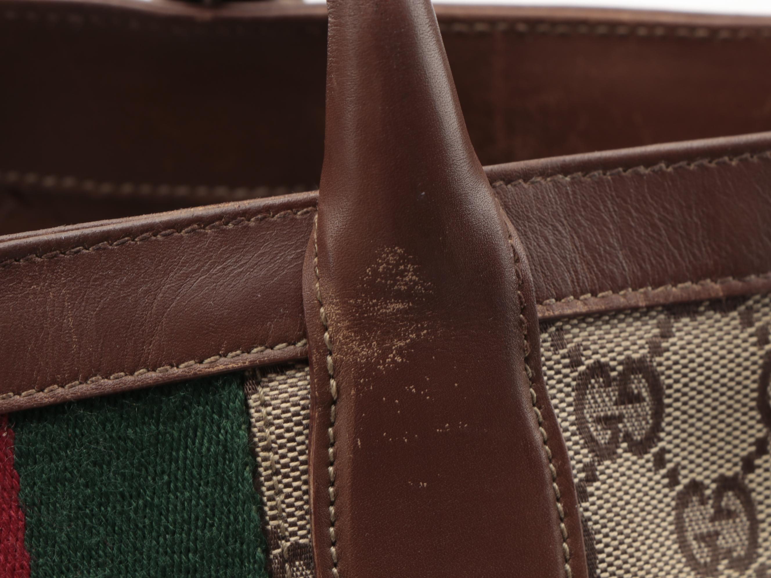 Gucci Limited Edition GG Canvas and Wide Web Tote with Leather Trim