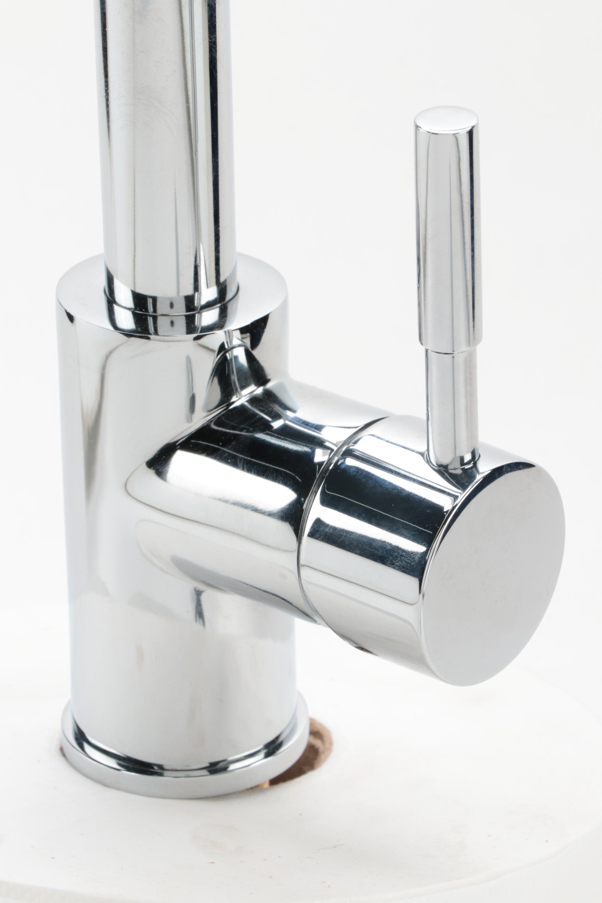 Chrome Finish Single-Hole Gooseneck Bathroom Faucet