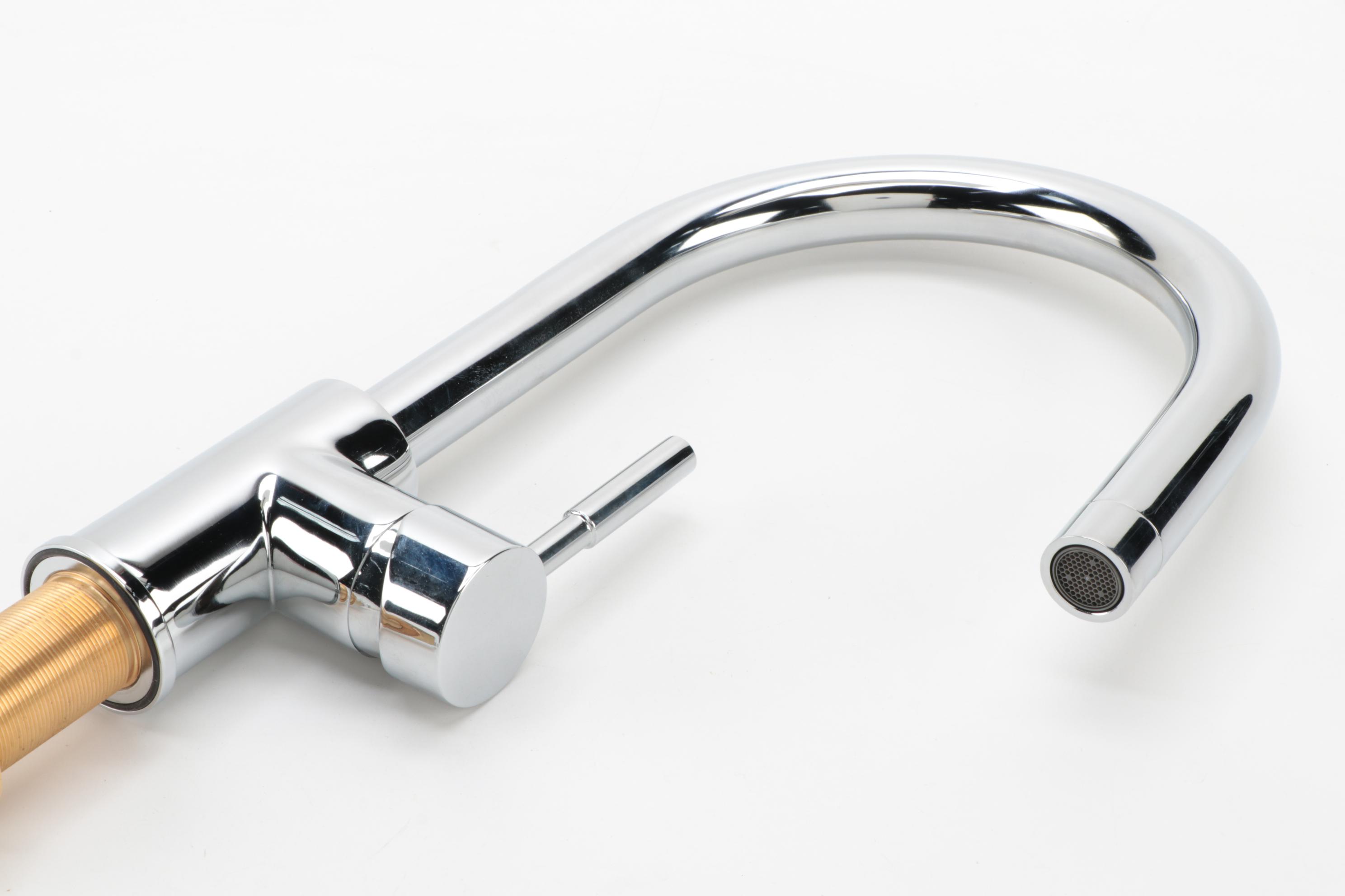 Chrome Finish Single-Hole Gooseneck Bathroom Faucet