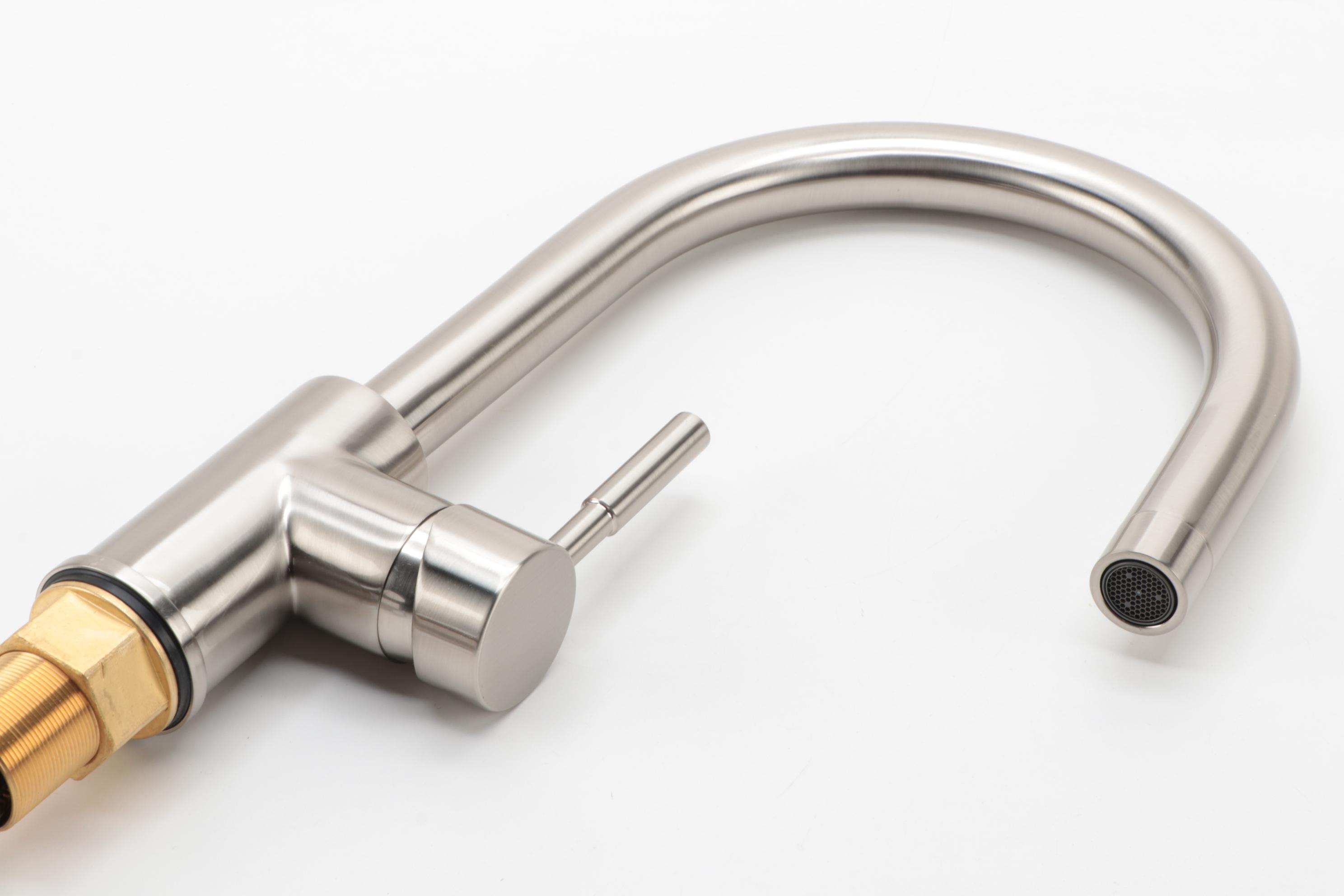 Casimir Brushed Nickel Finish Single-Hole Gooseneck Bathroom Faucet