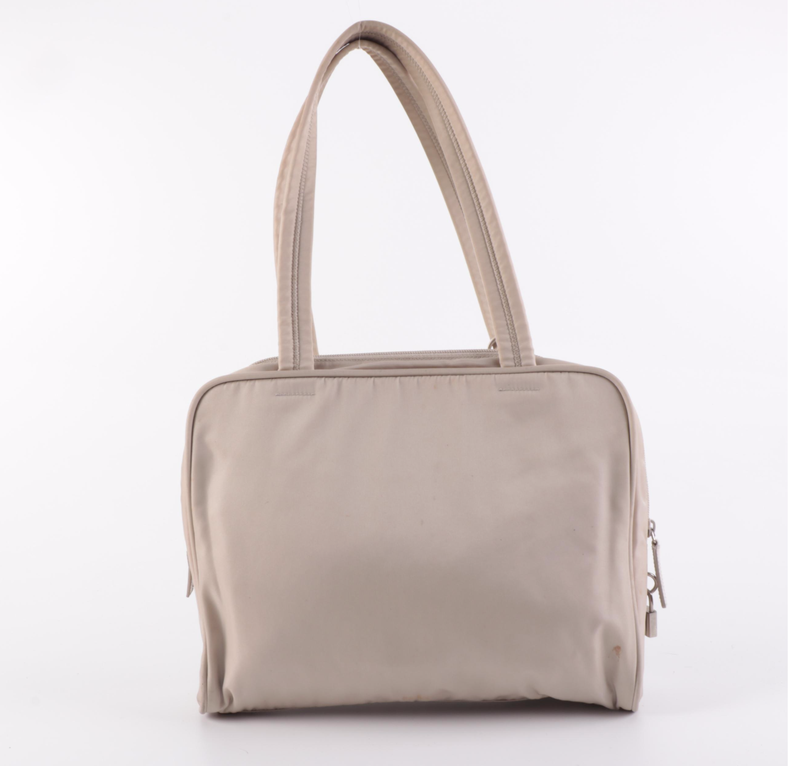 Prada Tessuto Square Shoulder Bag in Beige Nylon