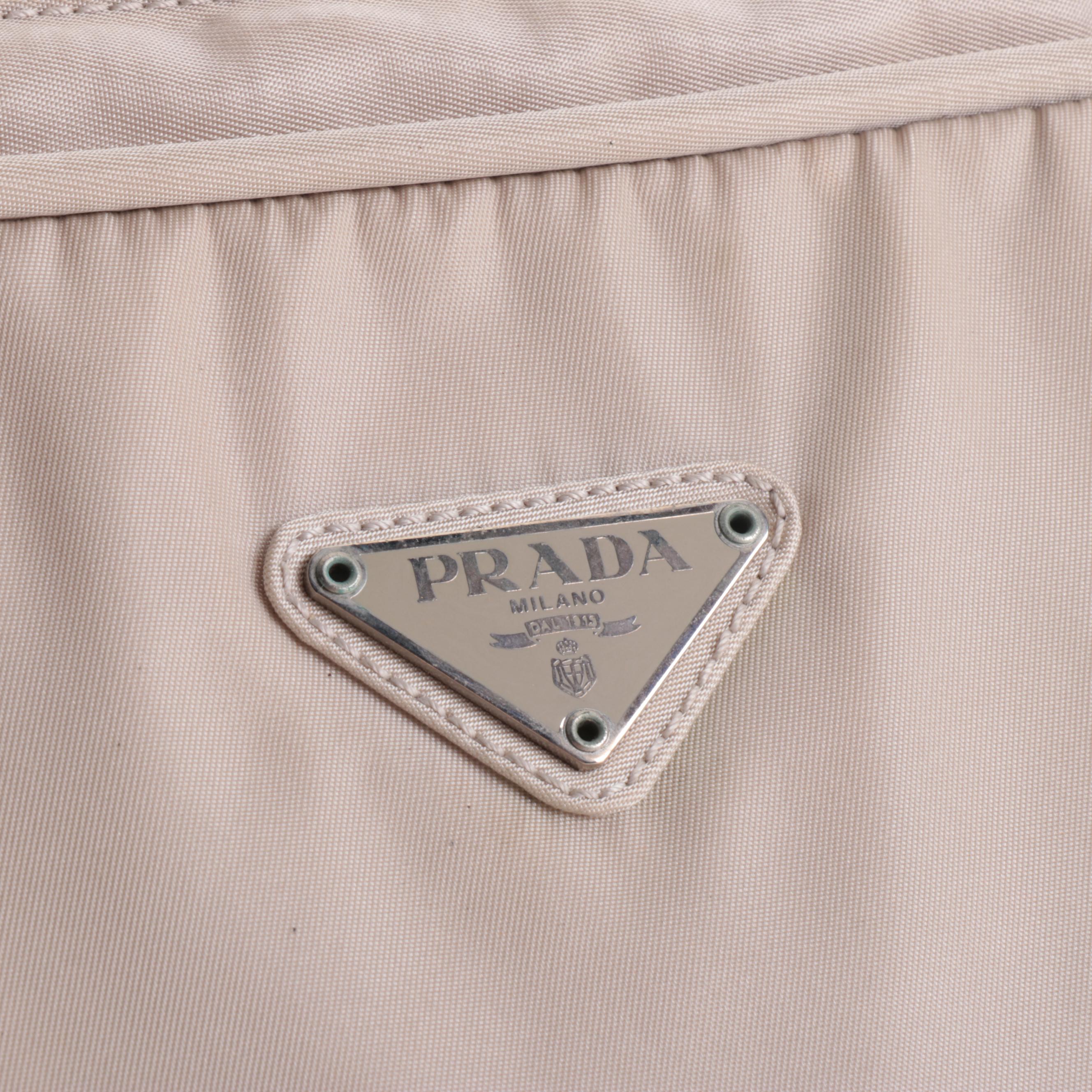 Prada Tessuto Square Shoulder Bag in Beige Nylon