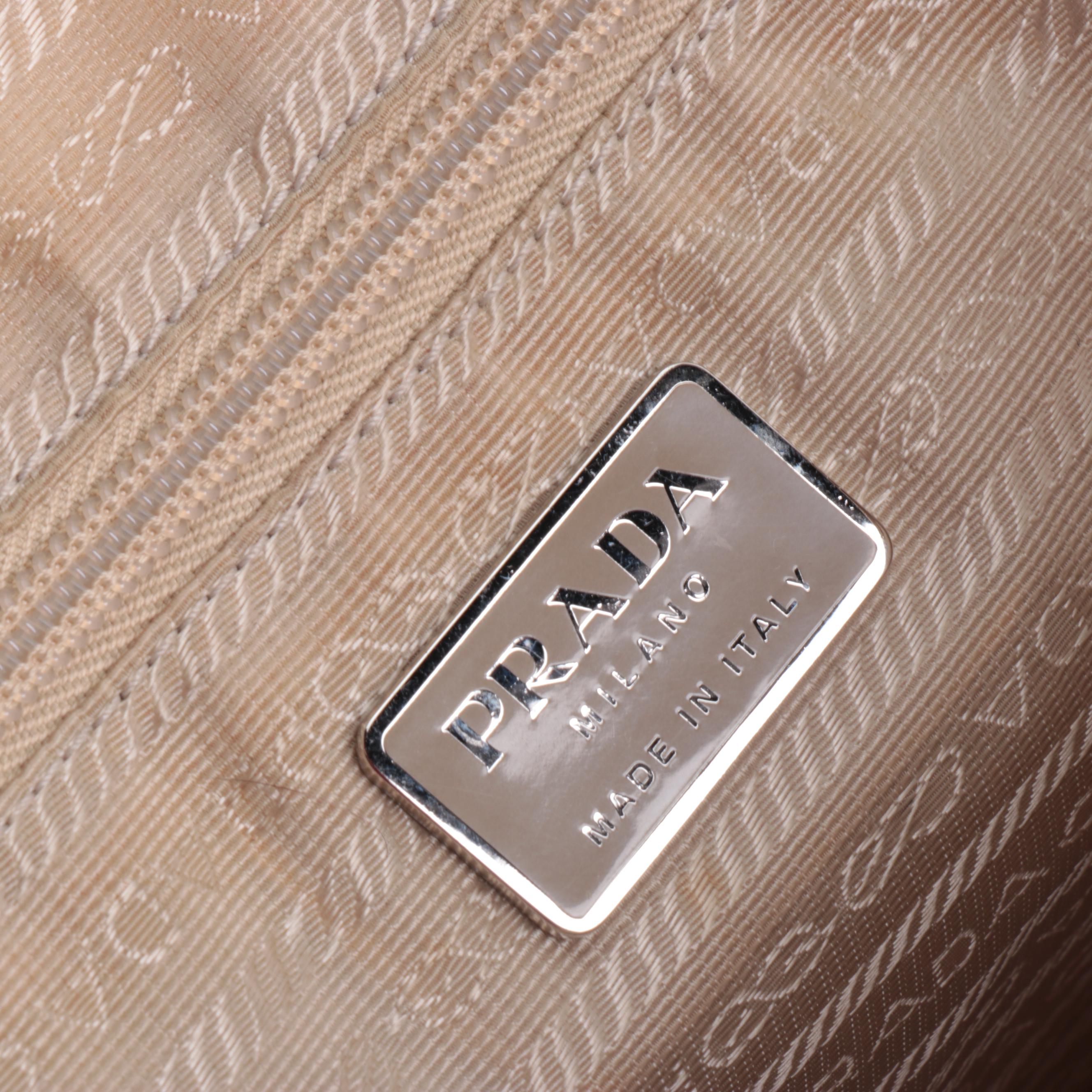 Prada Tessuto Square Shoulder Bag in Beige Nylon