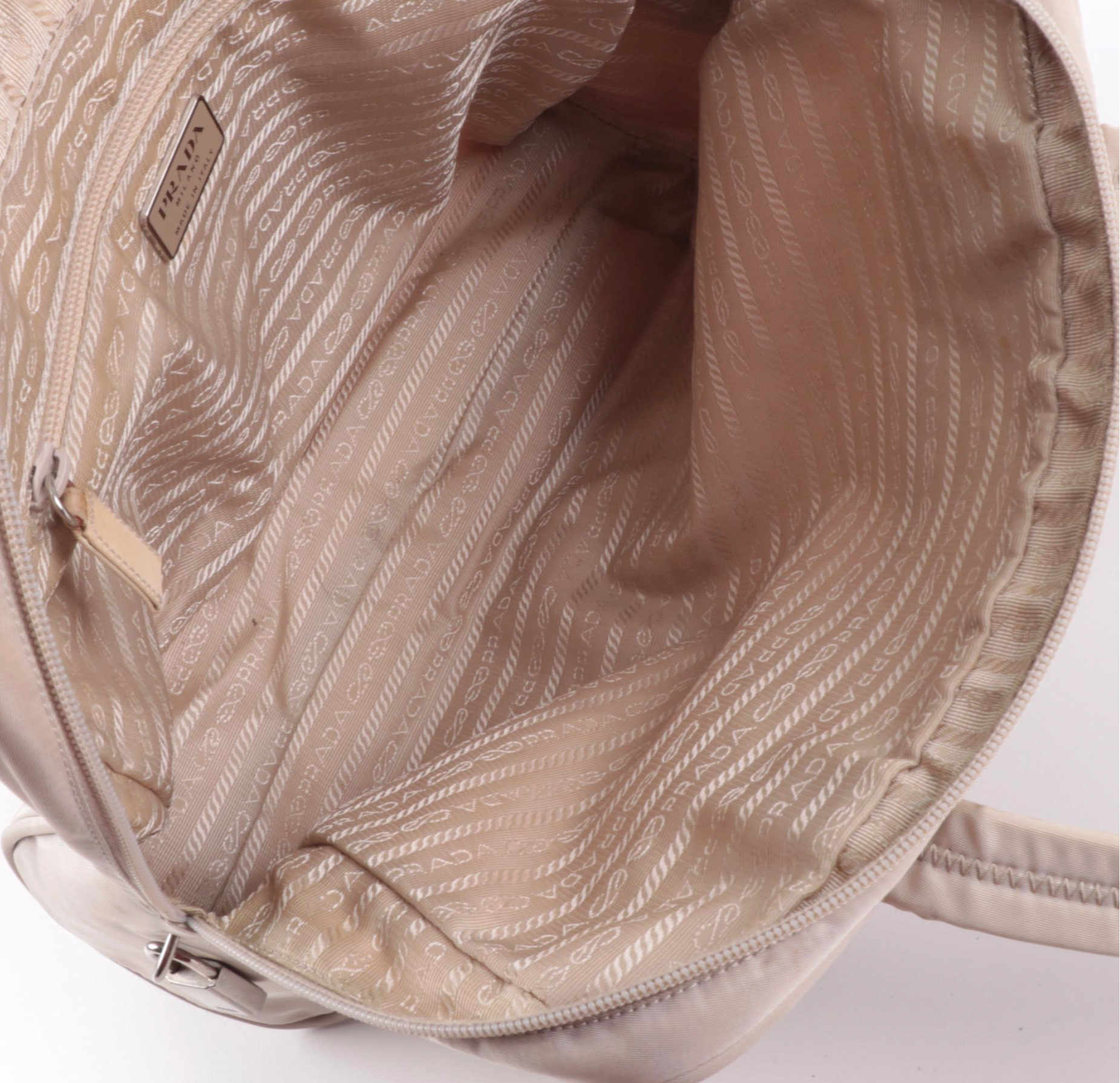 Prada Tessuto Square Shoulder Bag in Beige Nylon