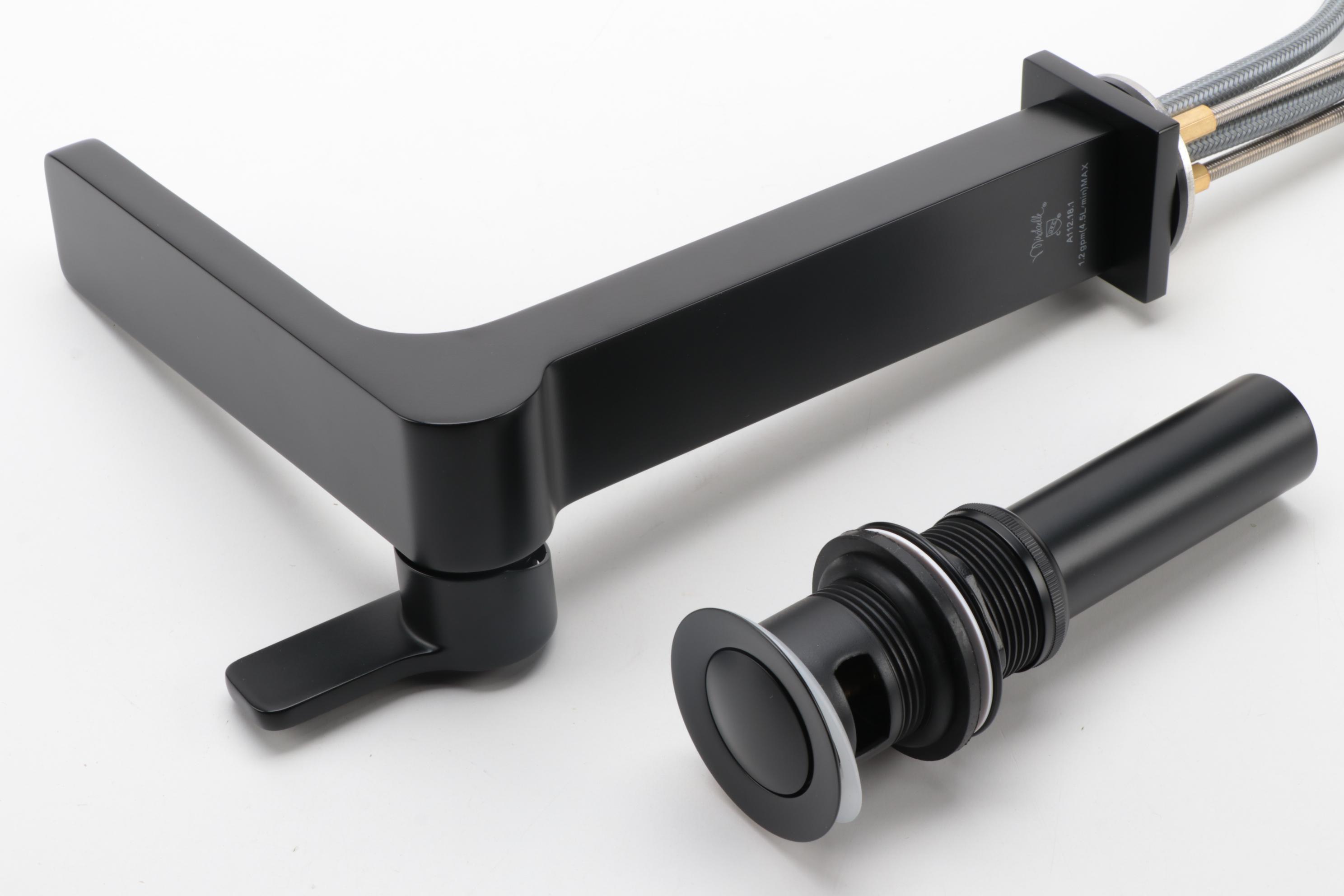 Hibiscus Matte Black Finish Single-Hole Vessel Faucet with Pop-Up Drain