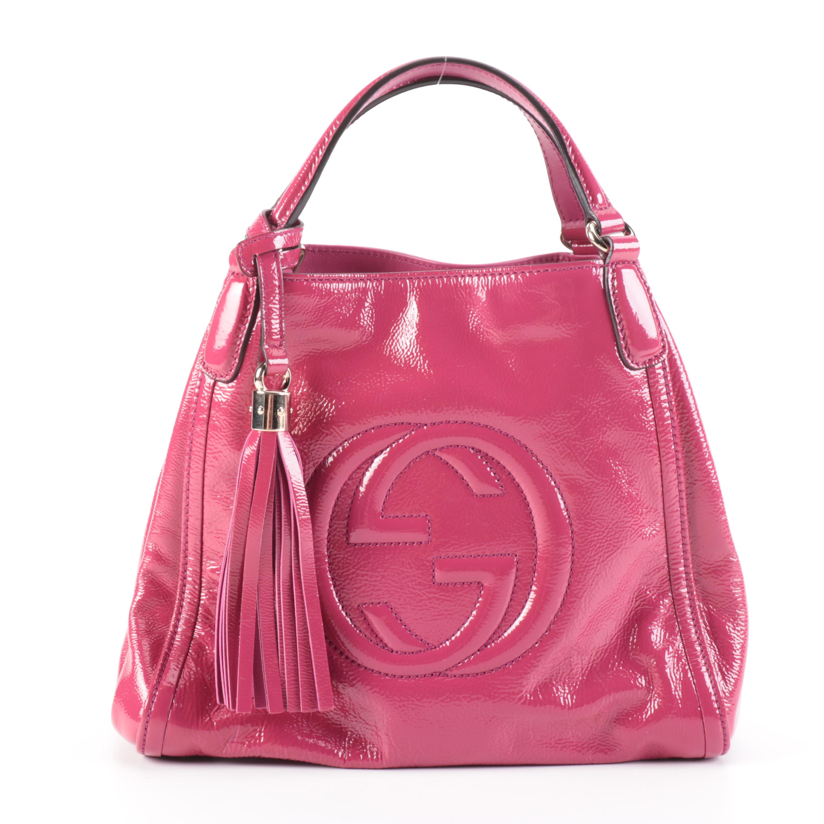 Gucci Soho Pink Patent Leather Two-Way Bag with Tassel