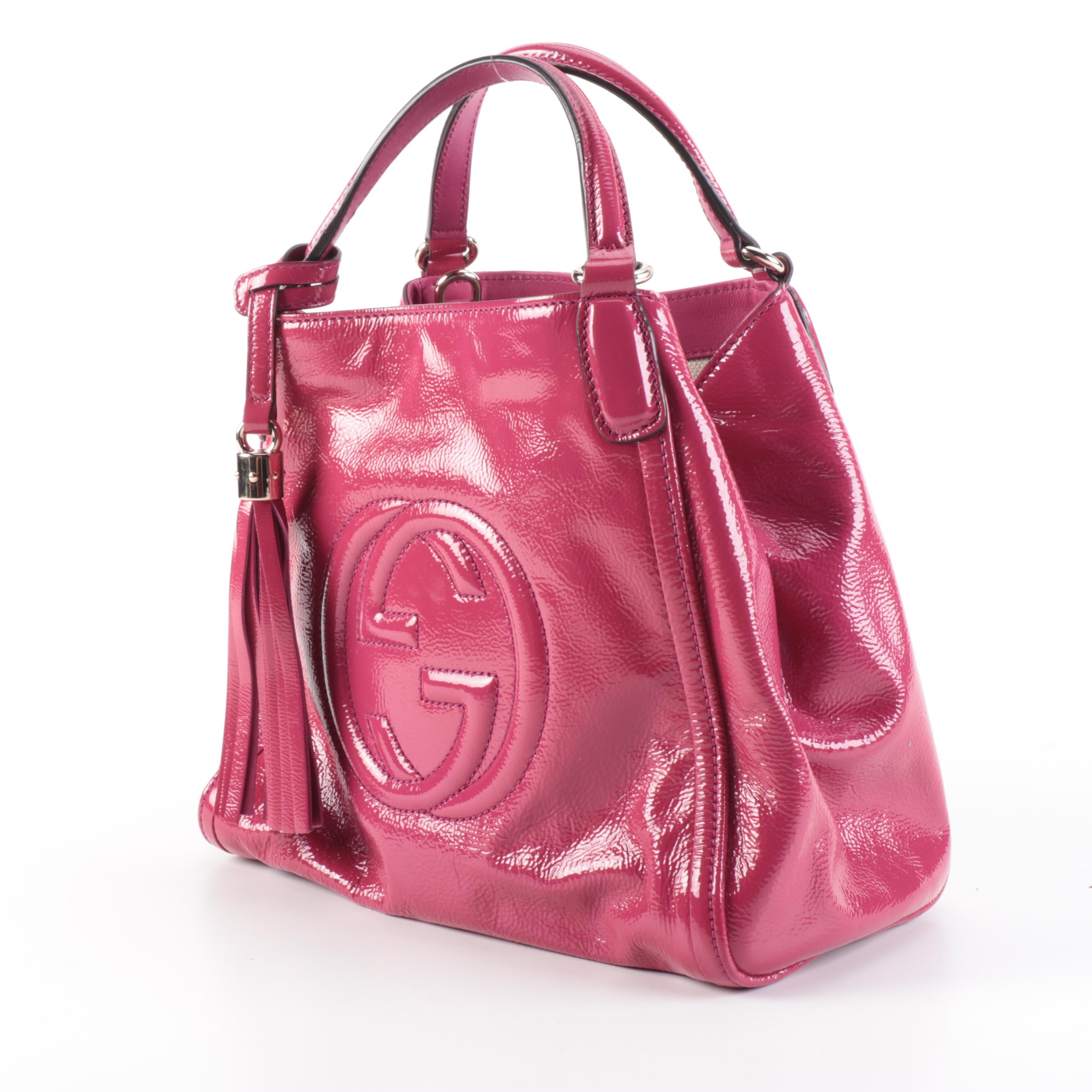 Gucci Soho Pink Patent Leather Two-Way Bag with Tassel