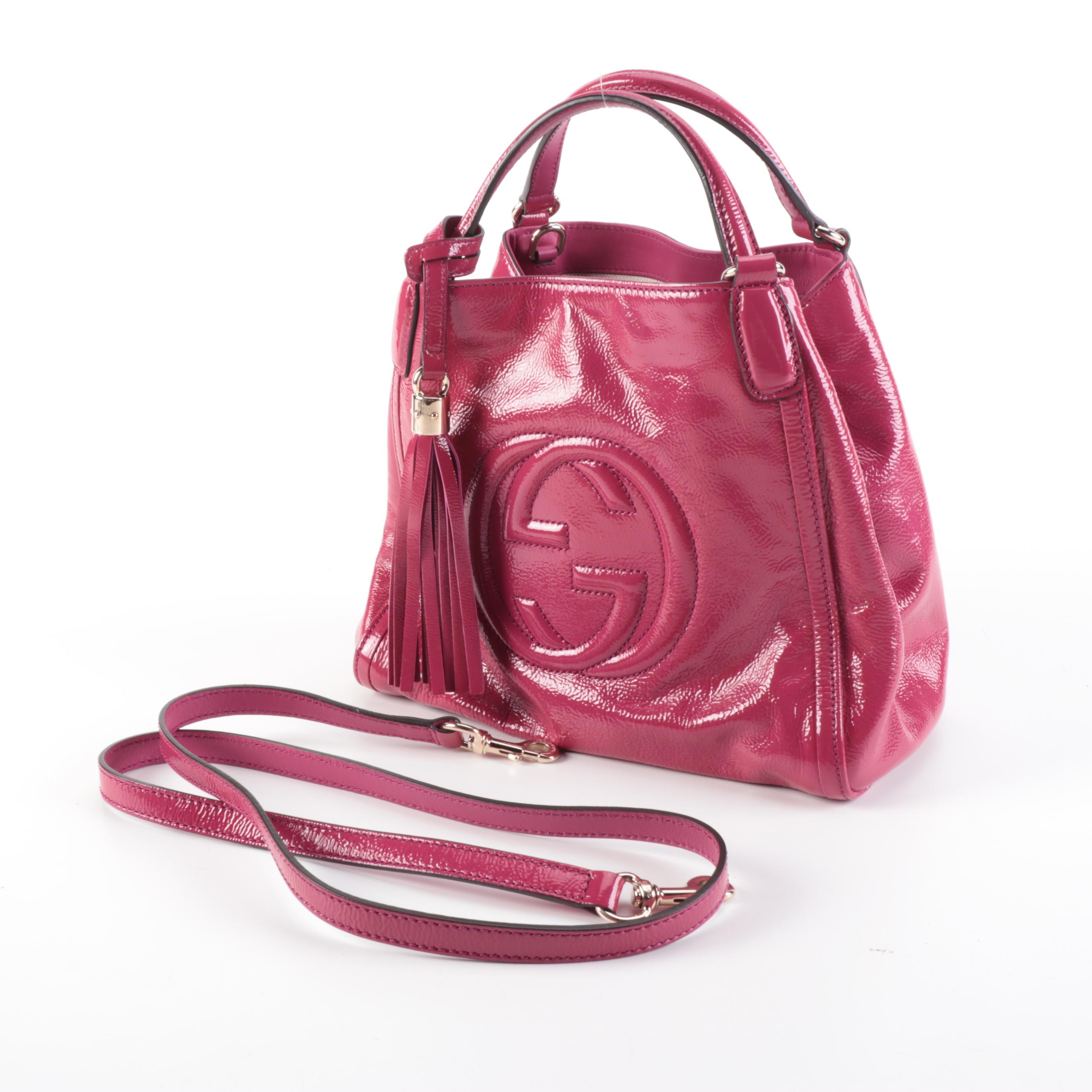 Gucci Soho Pink Patent Leather Two-Way Bag with Tassel