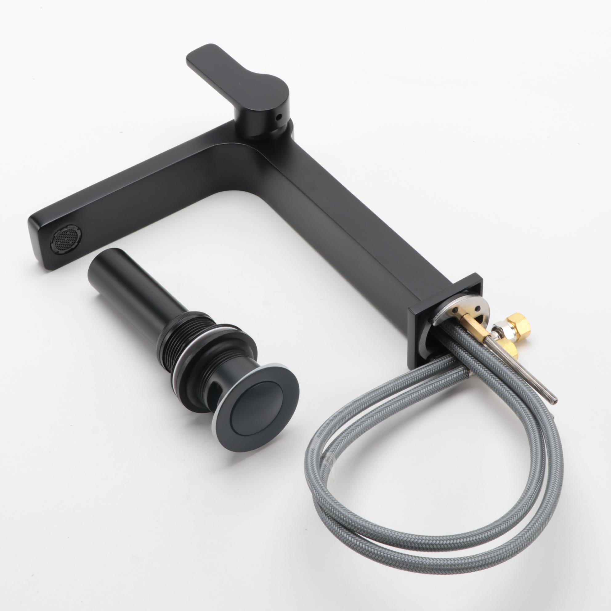 Matte Black Finish Single-Hole Vessel Faucet with Pop-Up Drain