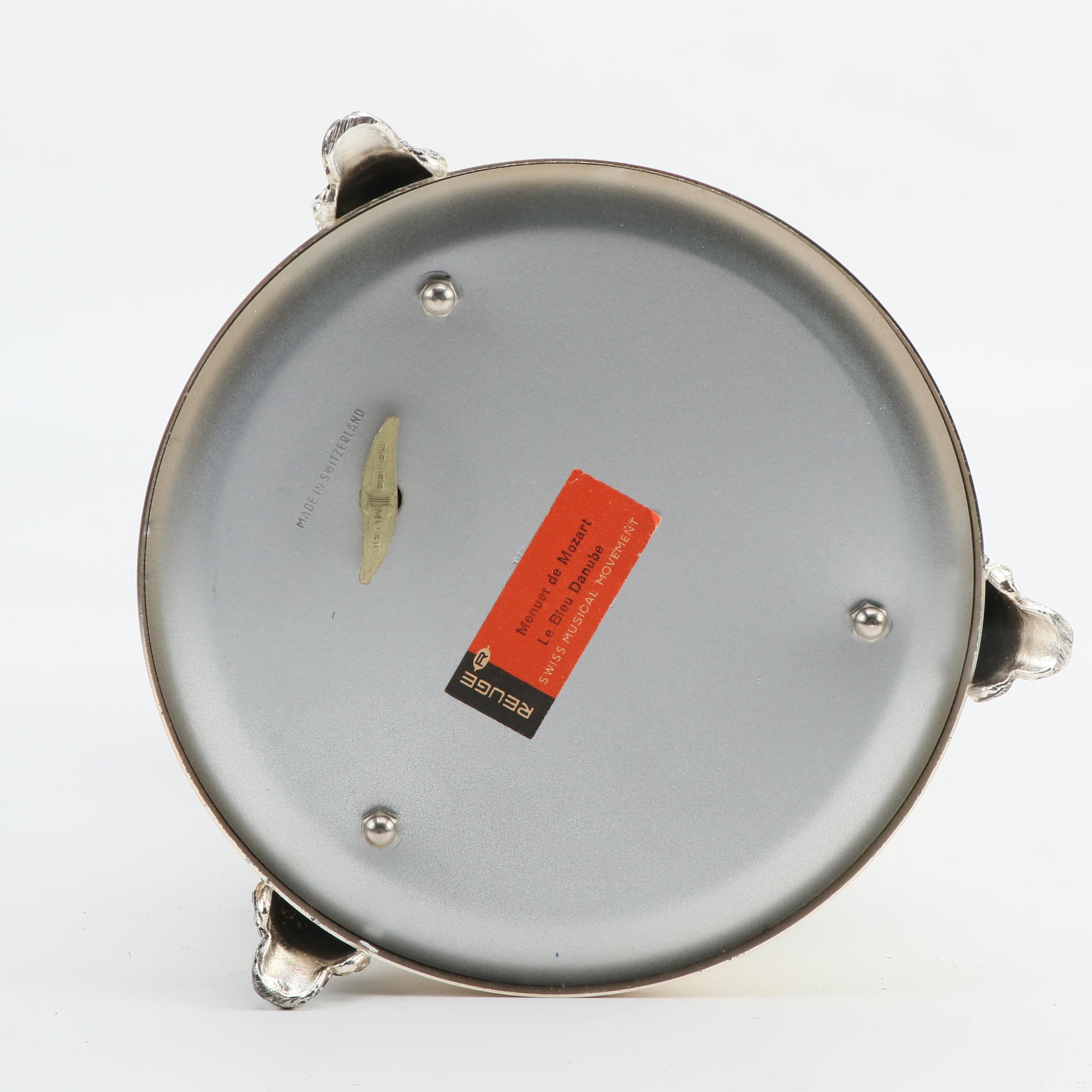 Reuge Swiss Ceramic Musical Lipstick or Cigarette Carousel, Late 20th Century