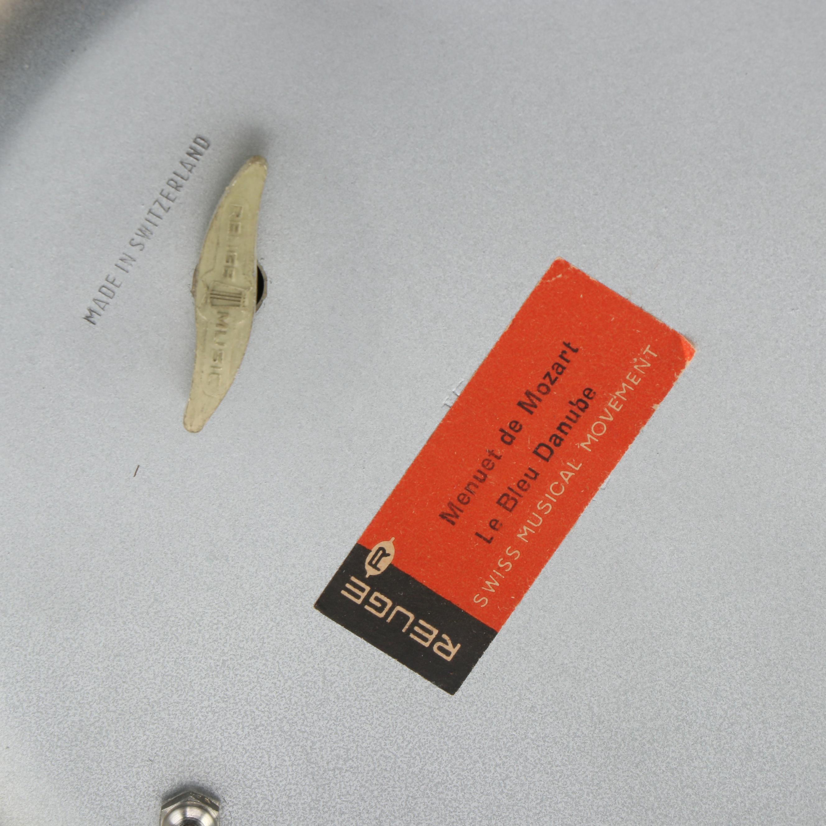 Reuge Swiss Ceramic Musical Lipstick or Cigarette Carousel, Late 20th Century