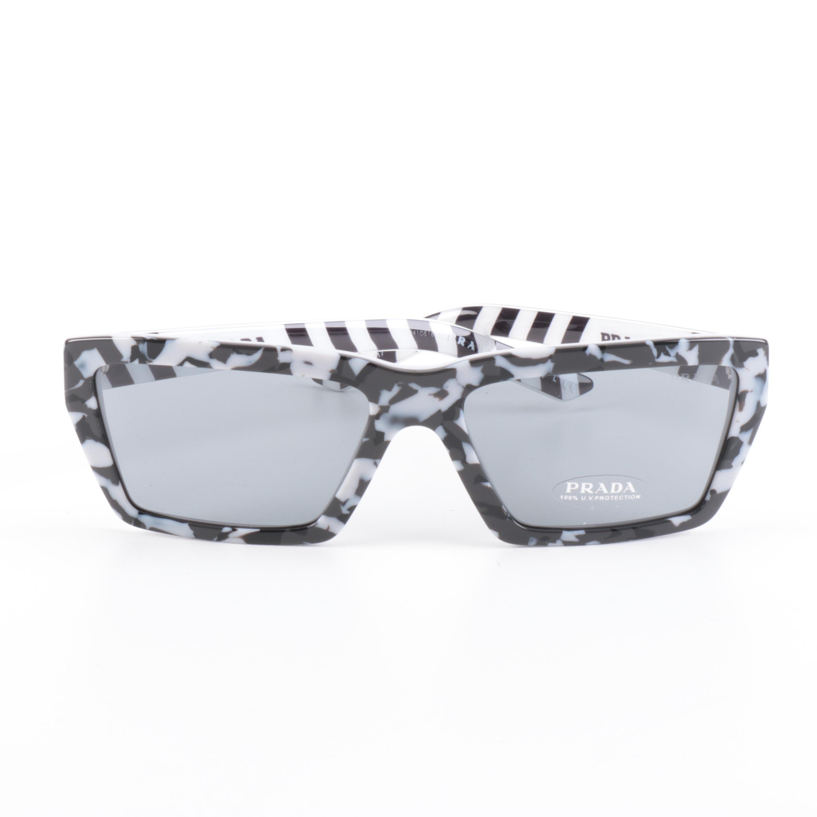 Prada SPR 04V Disguise Black and White Sunglasses with Case and Box