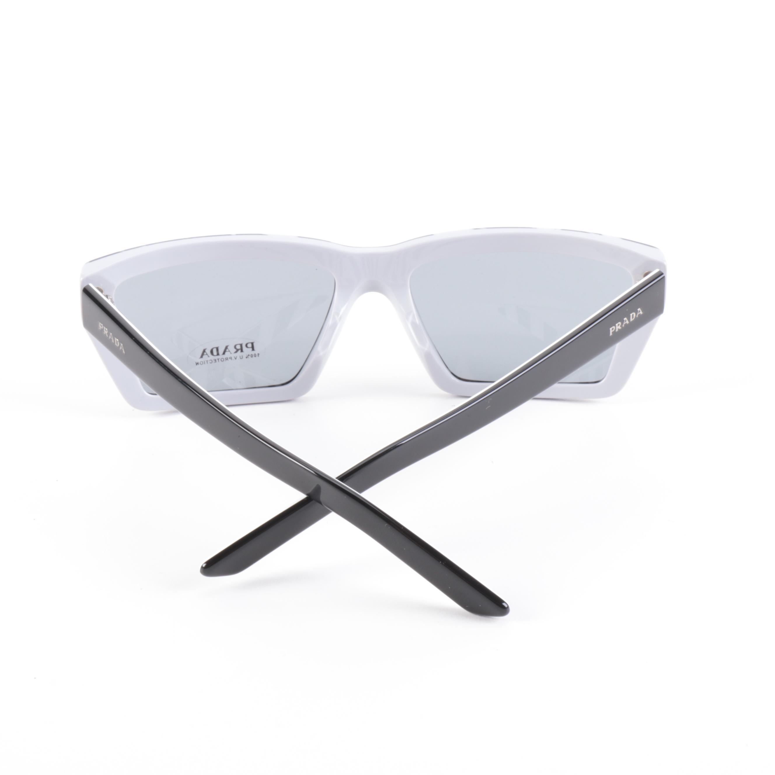 Prada SPR 04V Disguise Black and White Sunglasses with Case and Box