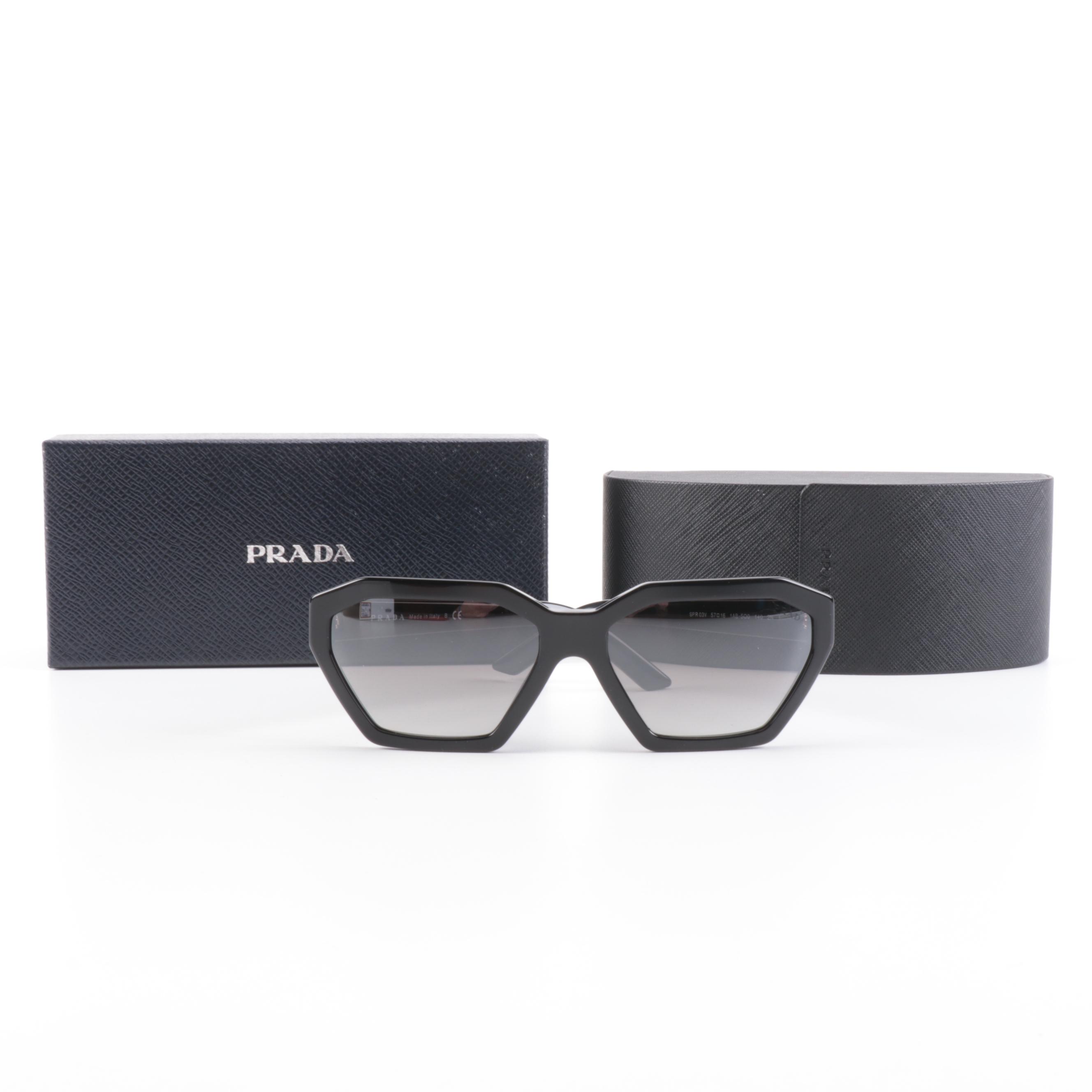Prada SPR 03V Disguise Black Sunglasses with Case and Box