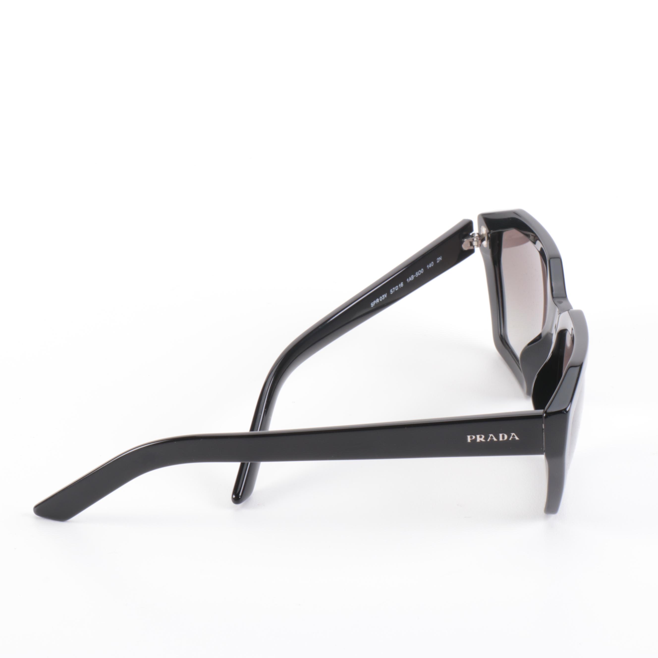 Prada SPR 03V Disguise Black Sunglasses with Case and Box