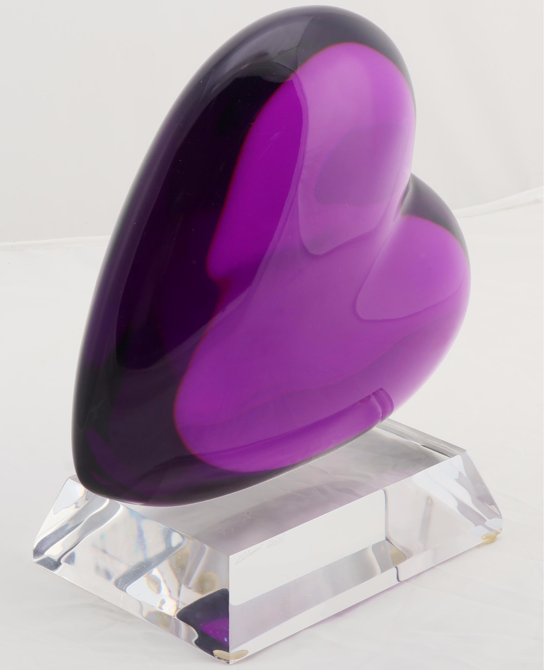 Shlomi Haziza Acrylic Sculpture of Purple Heart