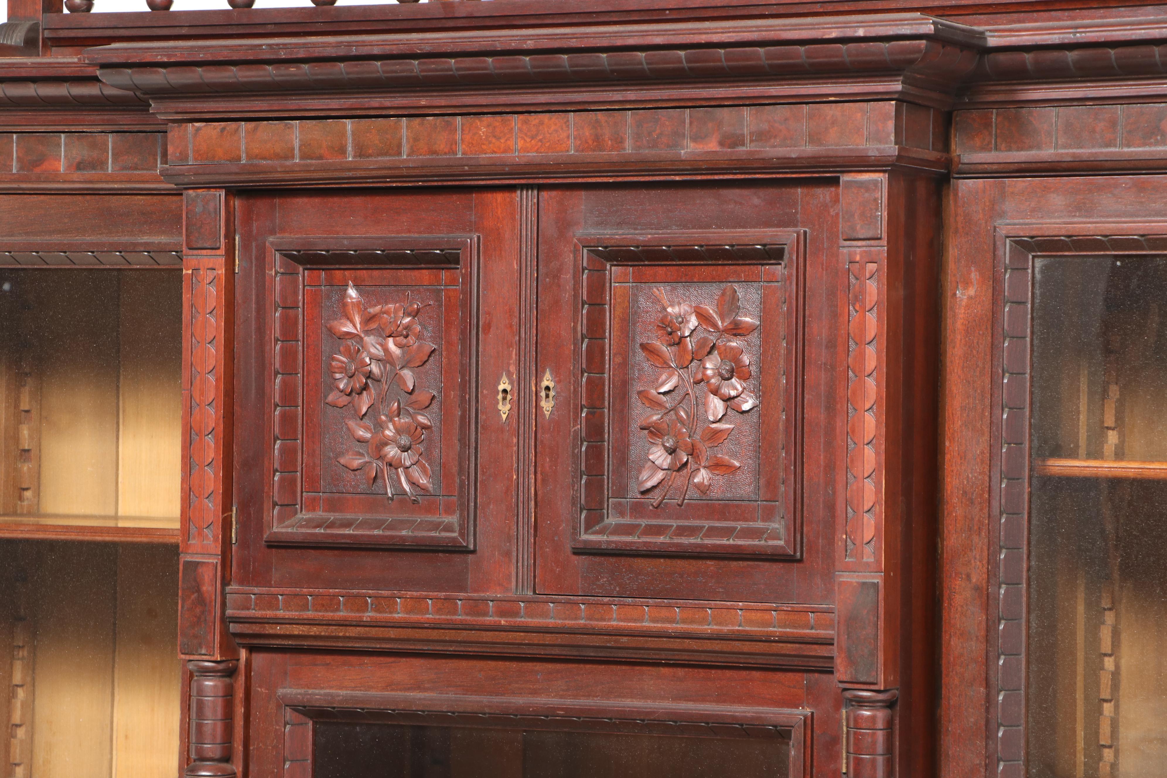 Victorian Walnut Library Bookcase, Late 19th to Early 20th Century