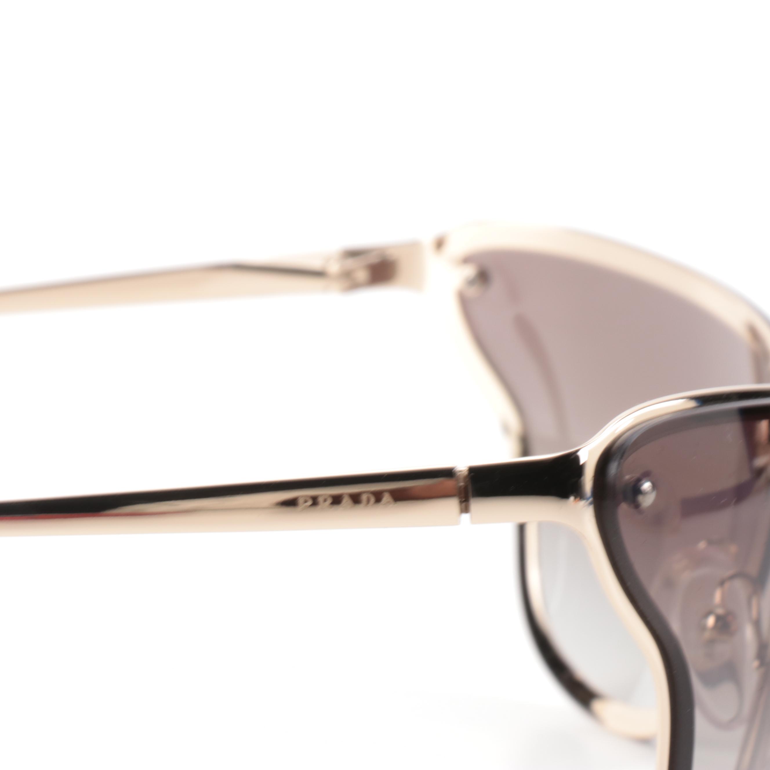 Prada Modified Cat Eye Metal Frame Sunglasses with Case
