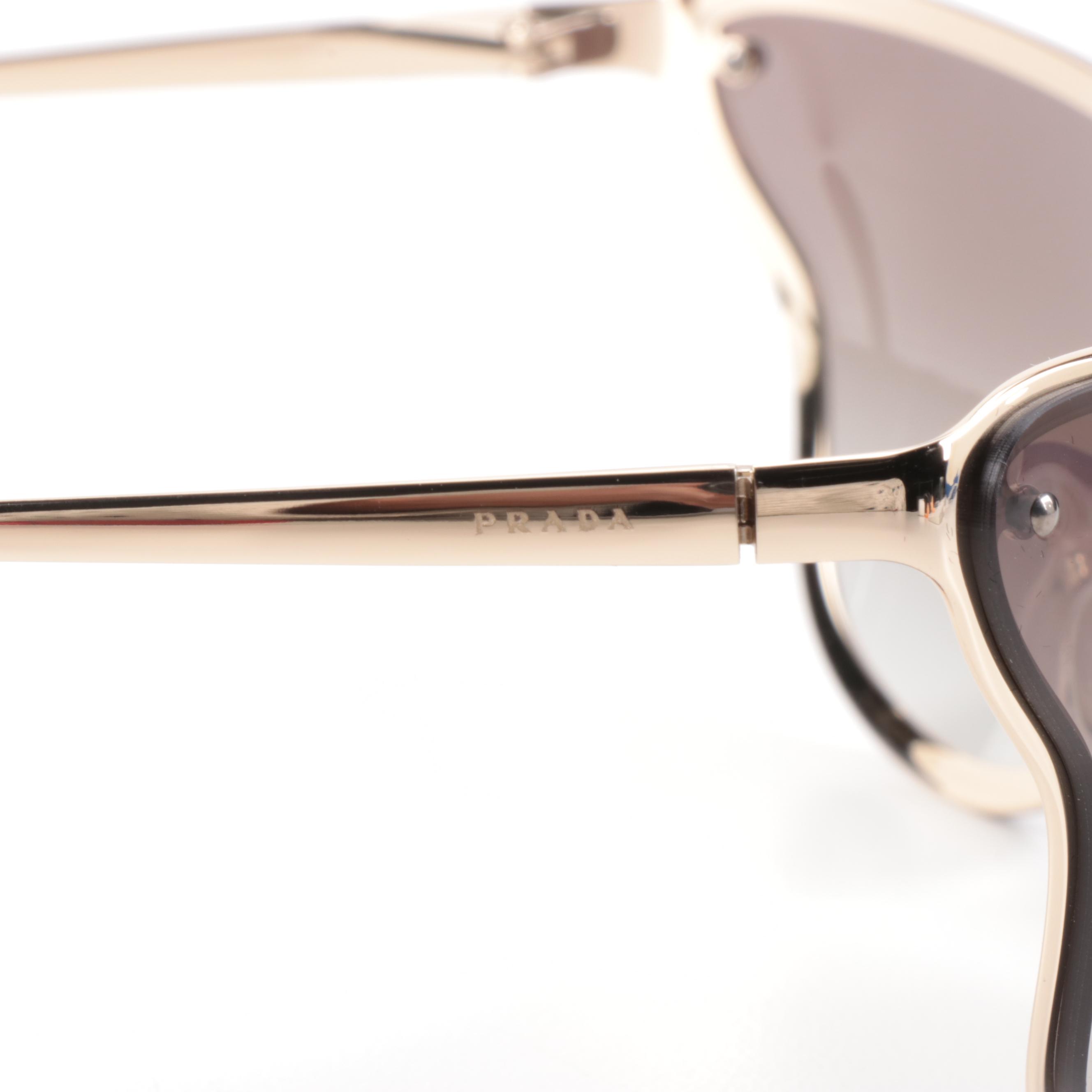 Prada Modified Cat Eye Metal Frame Sunglasses with Case