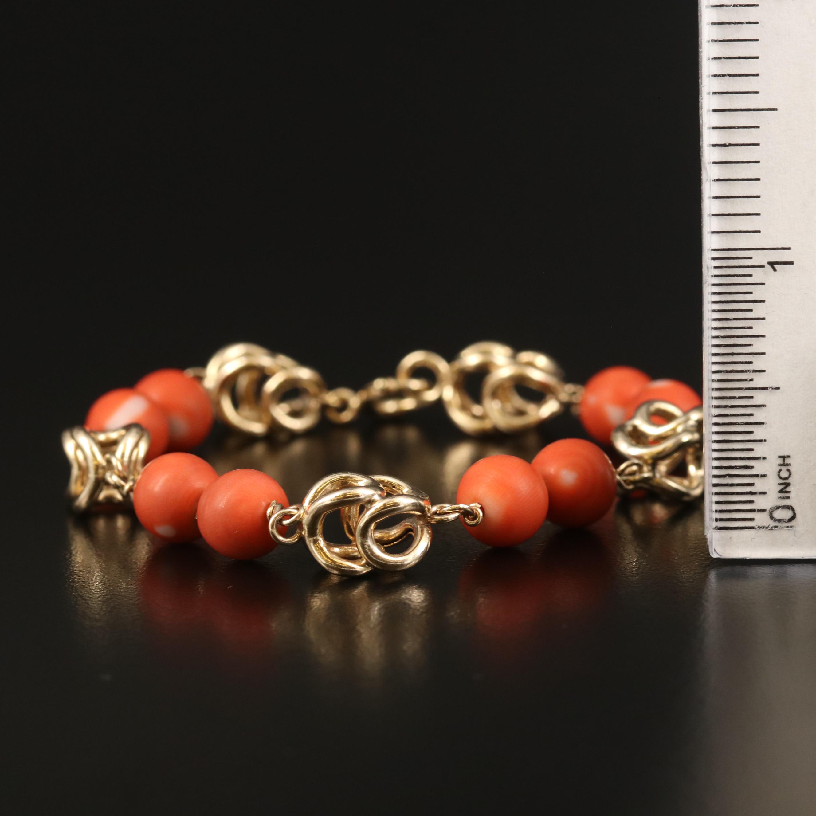 Vintage 14K Coral Bead Bracelet