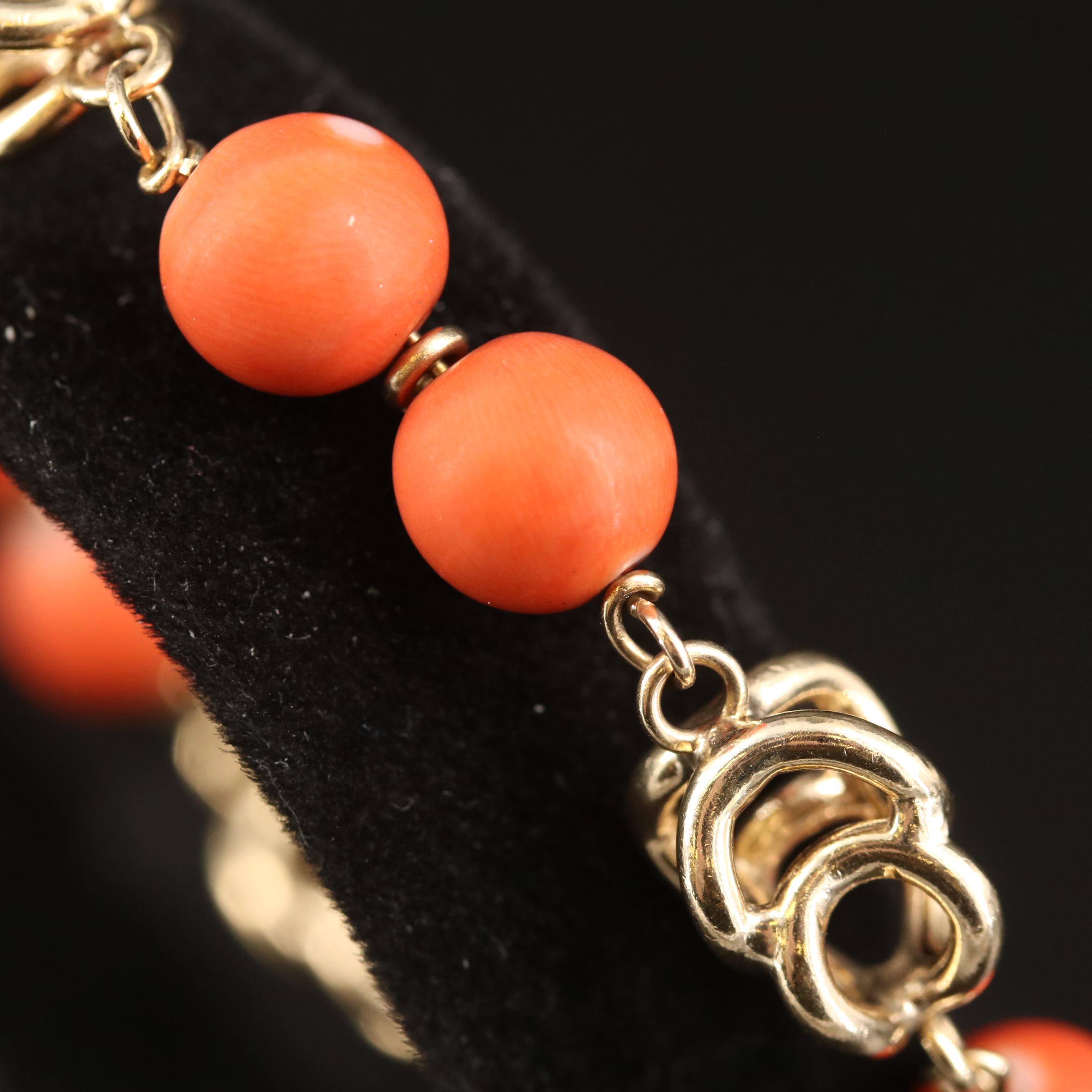 Vintage 14K Coral Bead Bracelet