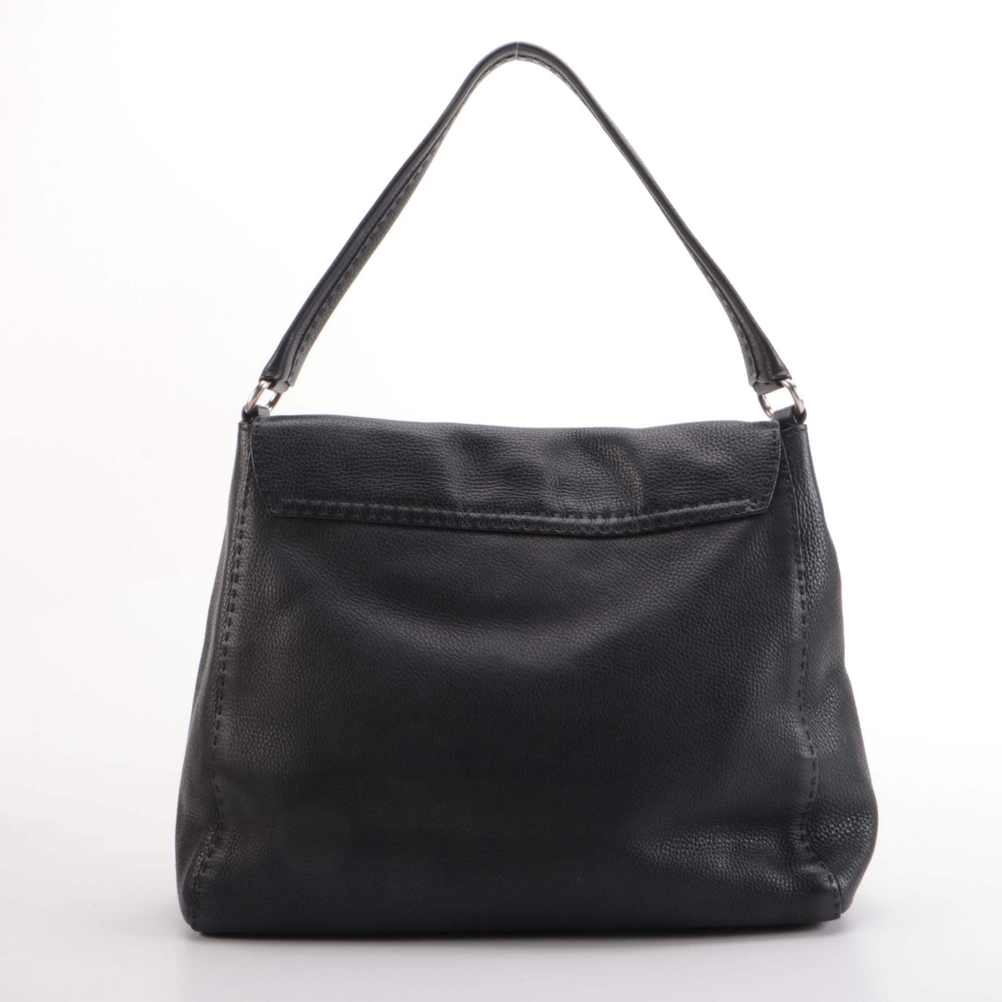 Prada Lobster Clasp Flap Bag in Black Vitello Daino Leather
