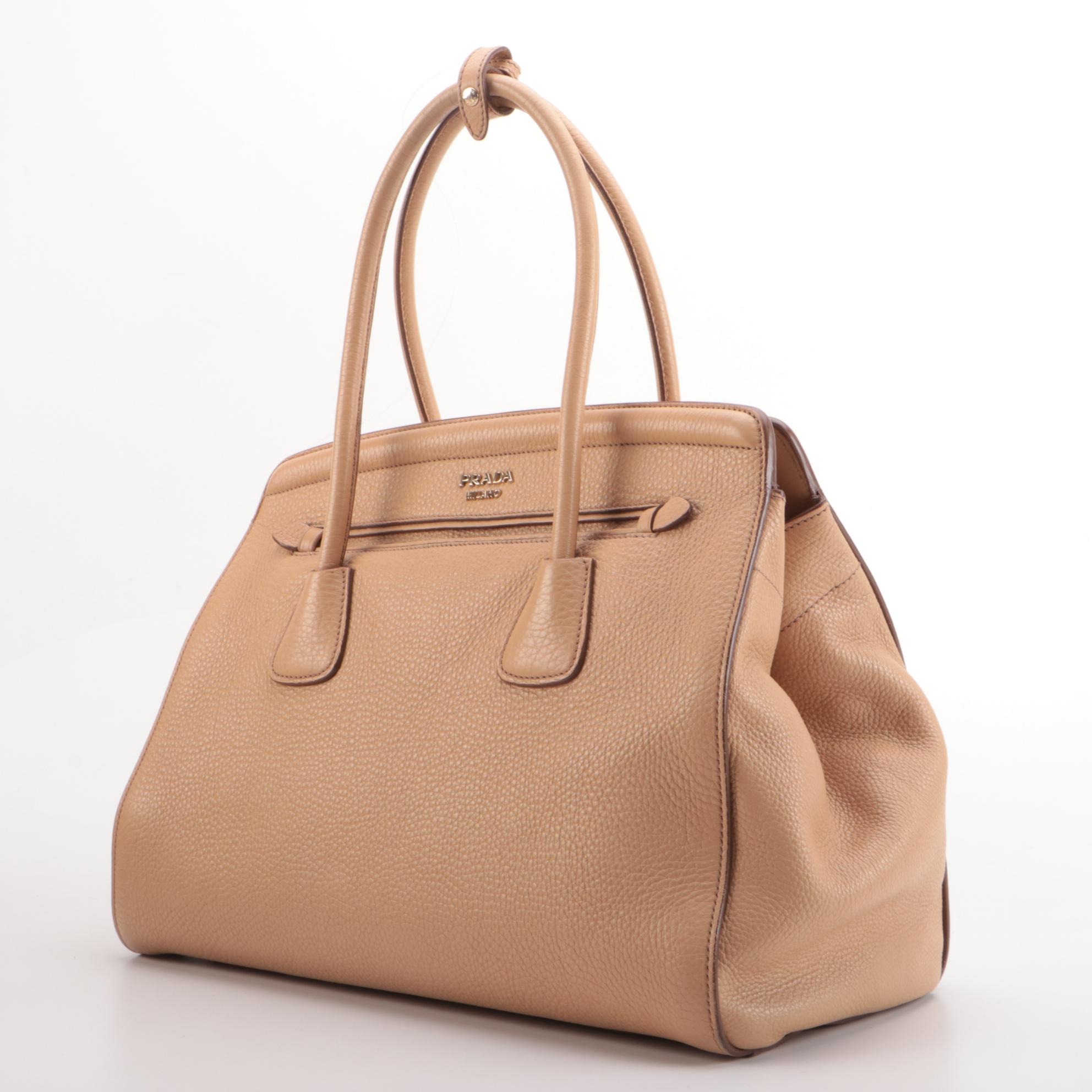 Prada Two-Way Tote in Nude Vitello Daino Leather