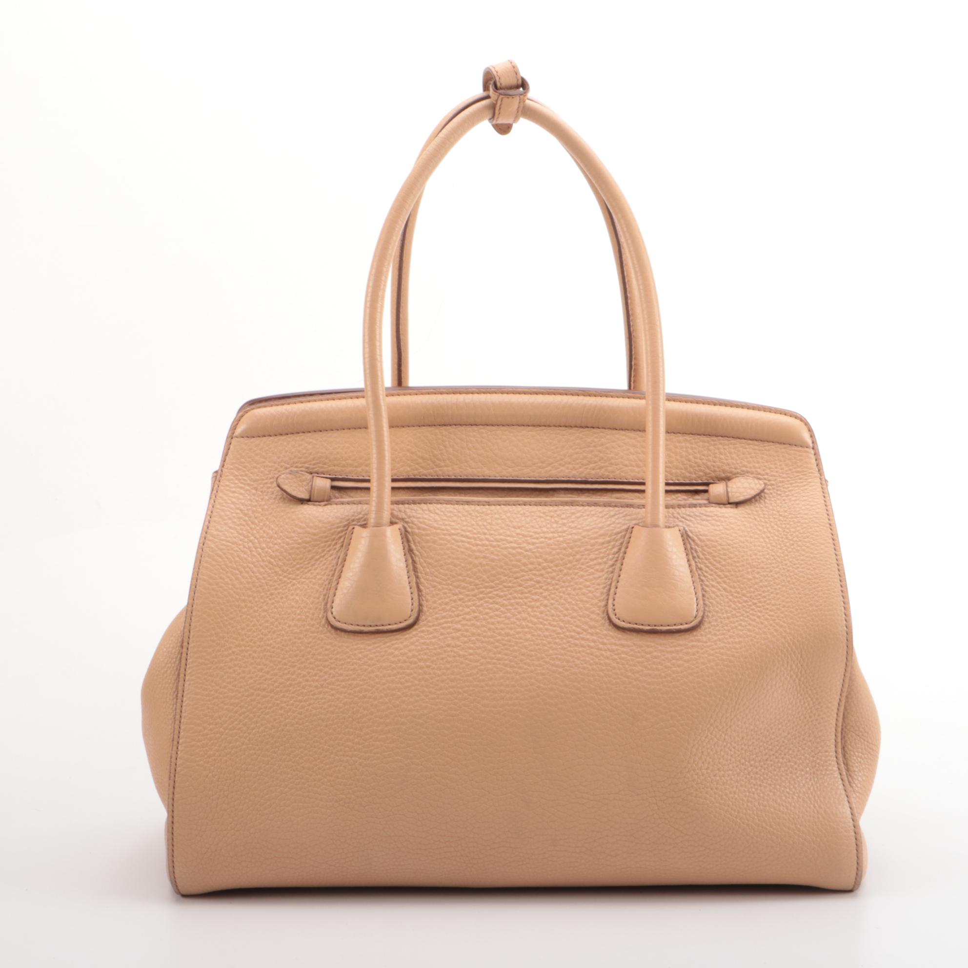 Prada Two-Way Tote in Nude Vitello Daino Leather