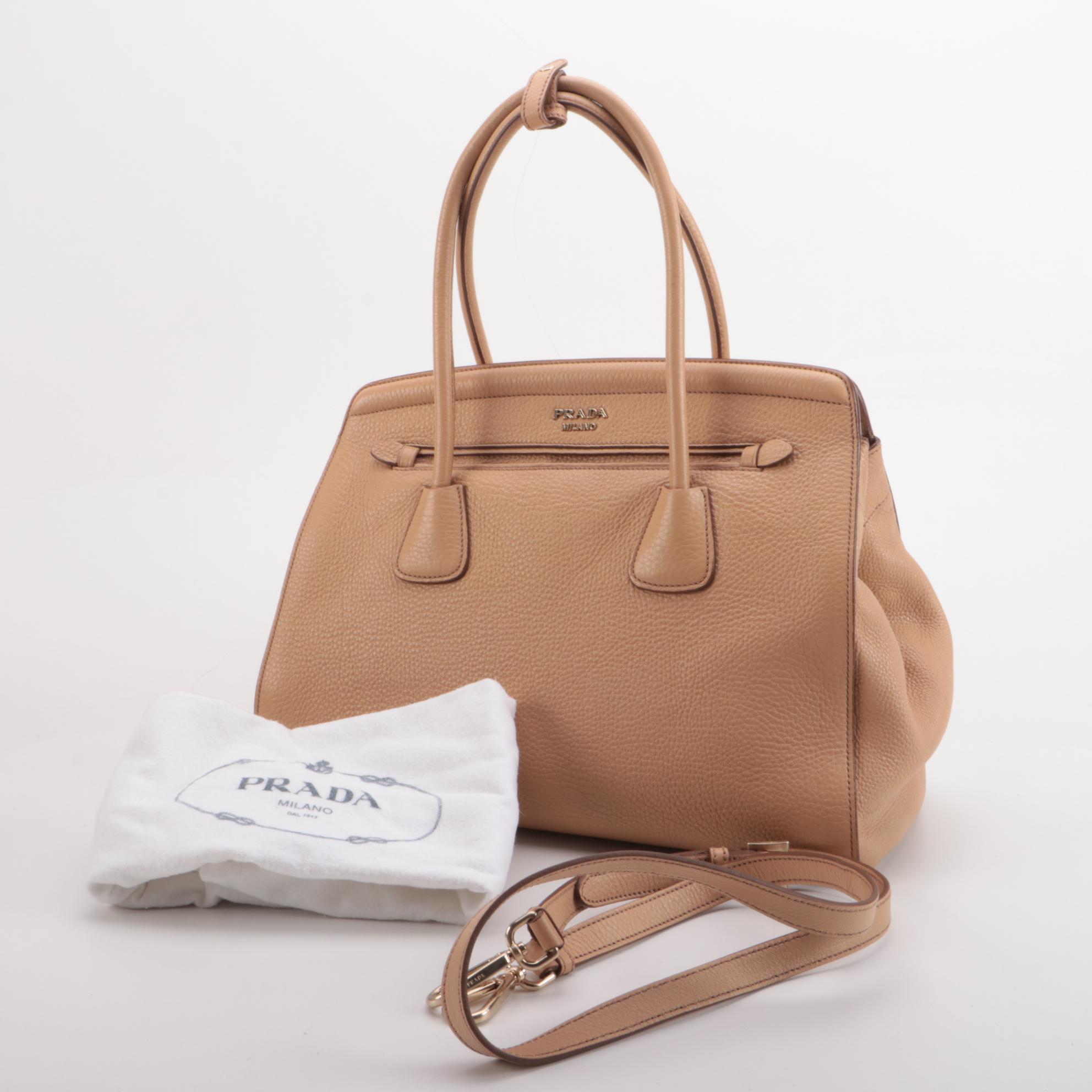 Prada Two-Way Tote in Nude Vitello Daino Leather