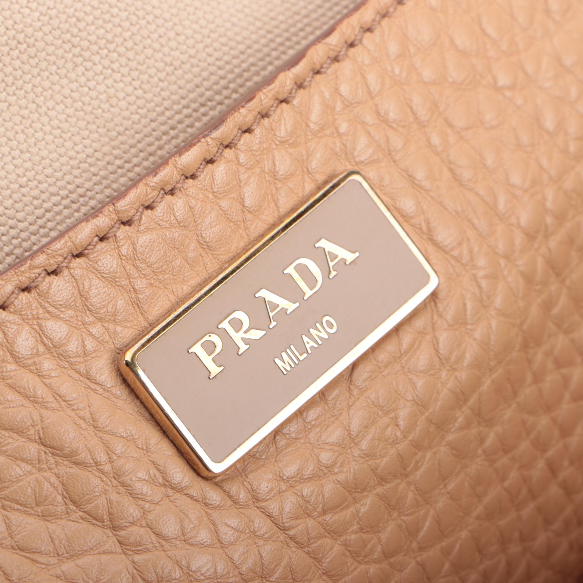 Prada Two-Way Tote in Nude Vitello Daino Leather